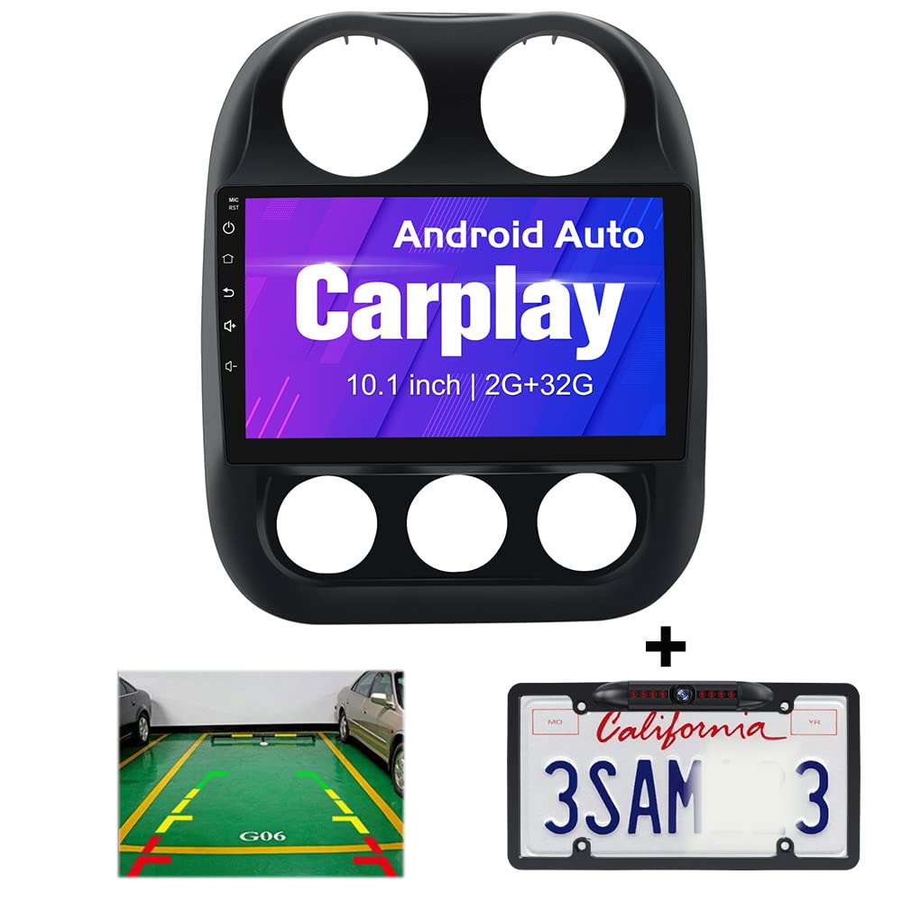 2010-2016 Jeep Patriot Compass Android 10 Car Stereo with Bluetooth, WiFi, SWC & Backup Camera - HD Touchscreen Radio with Mirror Link for Hands-Free Calling & Music Streaming - Perfect for Road Trips & Daily Commutes