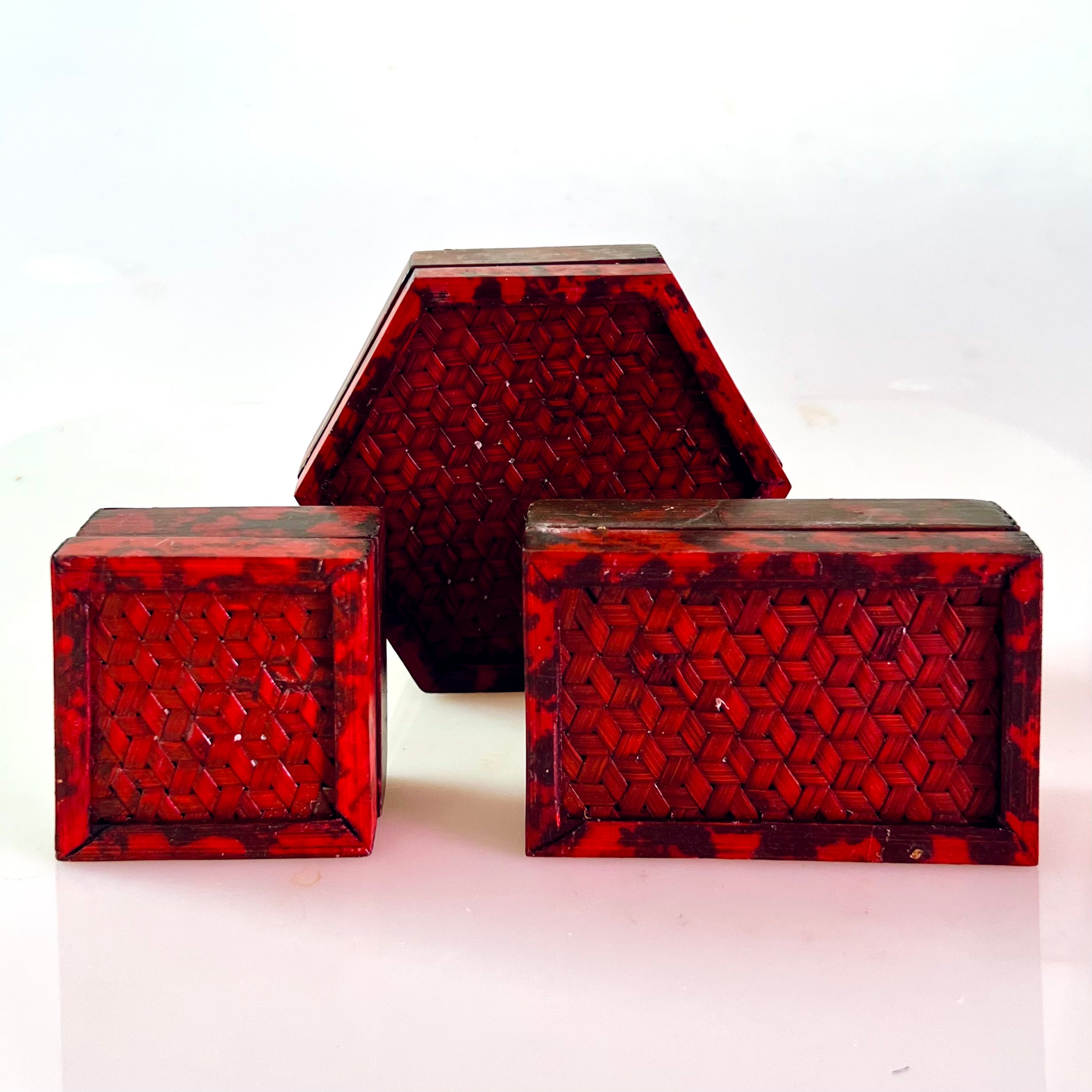 Set of 4 Handmade Bamboo Jewelry Boxes - Eco-Friendly Storage for Rings, Earrings & Small Treasures - Perfect for Bedroom, Bathroom & Travel Organizer