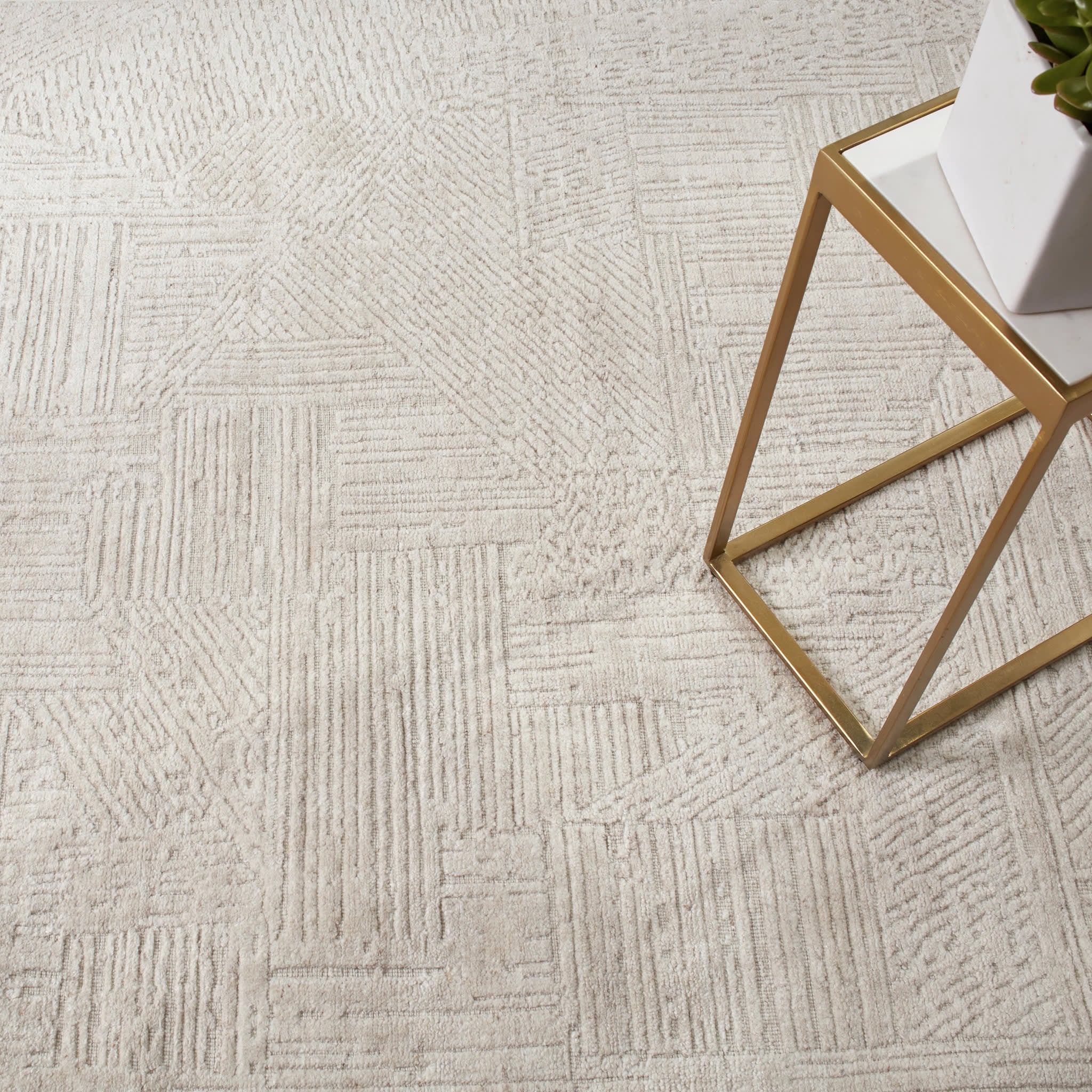 Handwoven Wool Area Rug - Soft & Durable Beige Bohemian Style Carpet for Living Room, Bedroom, or Office Decor | Eco-Friendly Natural Fiber Floor Covering