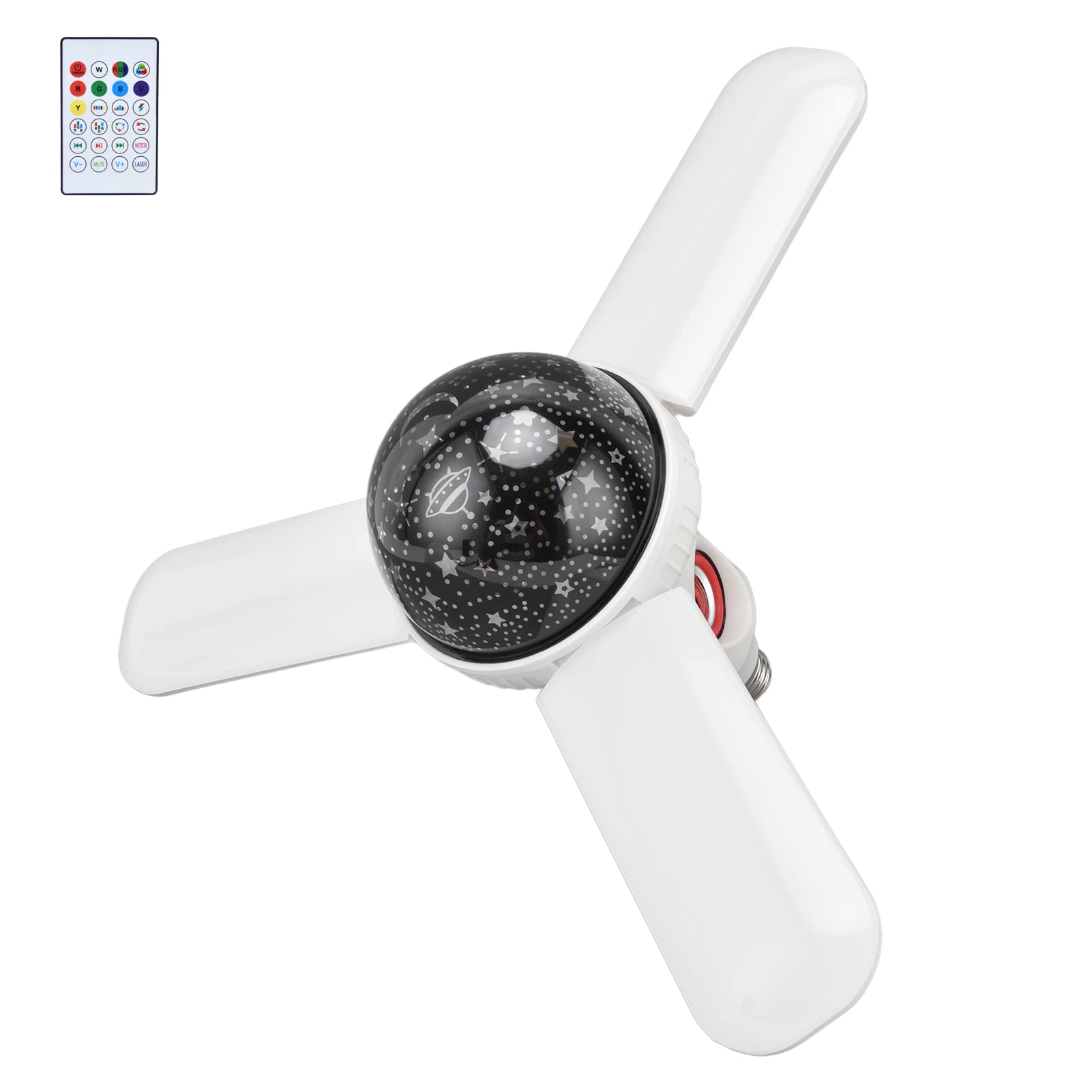 Qinlorgo Music Ceiling Lamp with Projection - Energy Saving 85-265V E27 Speaker, RGB LED Light for Bedroom - Perfect for Relaxation, Parties & Night Light