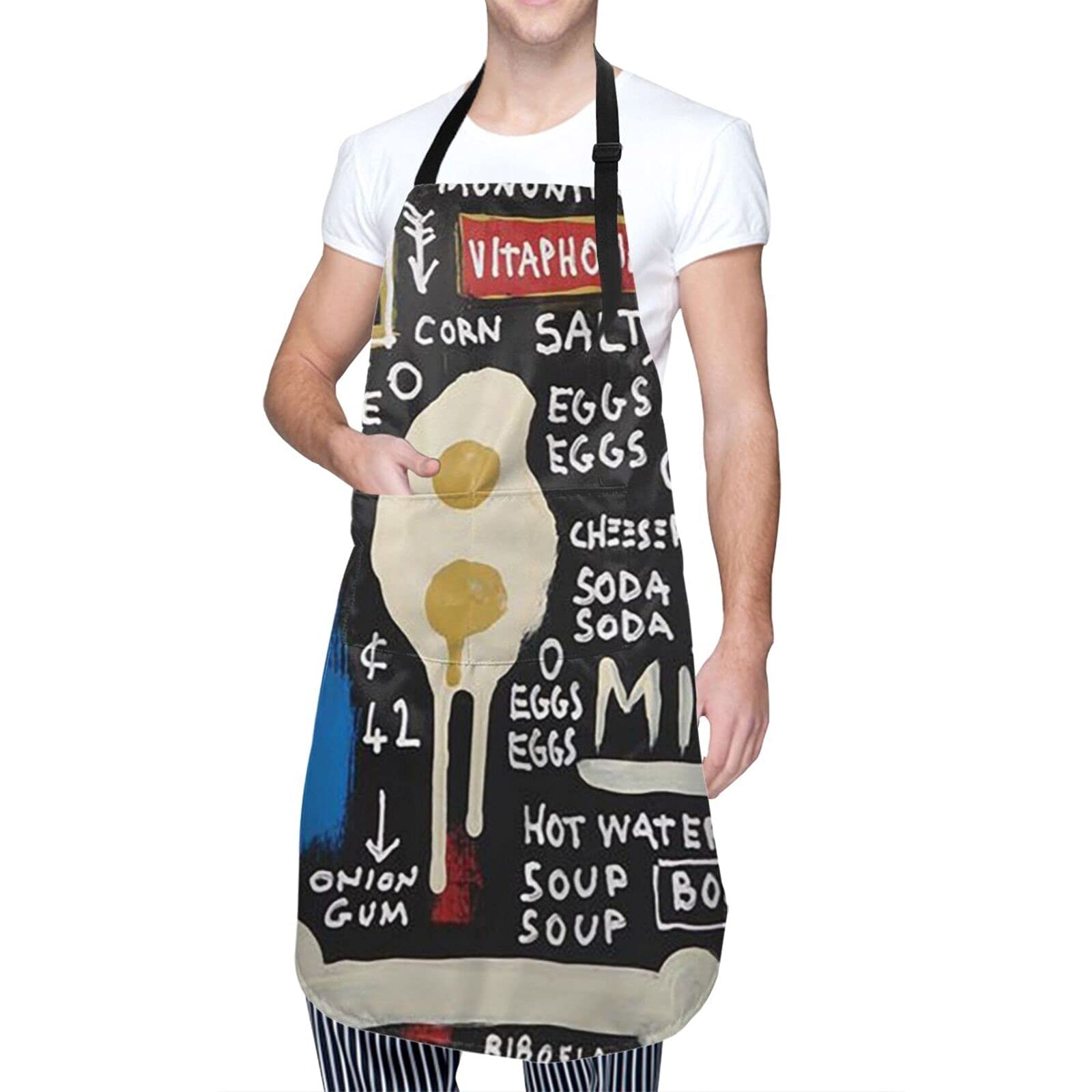 Basquiat Untitled Egg Waterproof Apron with Pockets for Cooking & Gardening