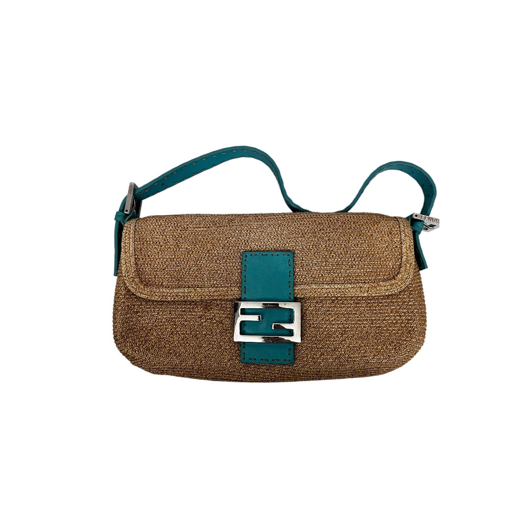 Authentic Pre-Owned Fendi Selleria Raffia Baguette Bag - Vintage Designer Handbag for Women | Perfect for Summer Outings, Beach Trips & Casual Chic Style