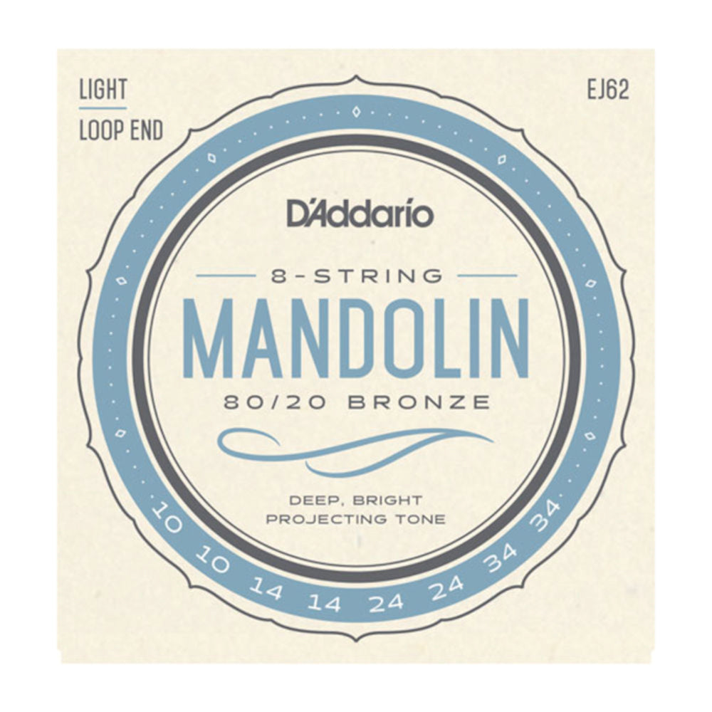 D'Addario EJ62 Mandolin Strings Loop End - Premium Steel Strings for Mandolin, Perfect for Bluegrass, Folk & Classical Music Performances