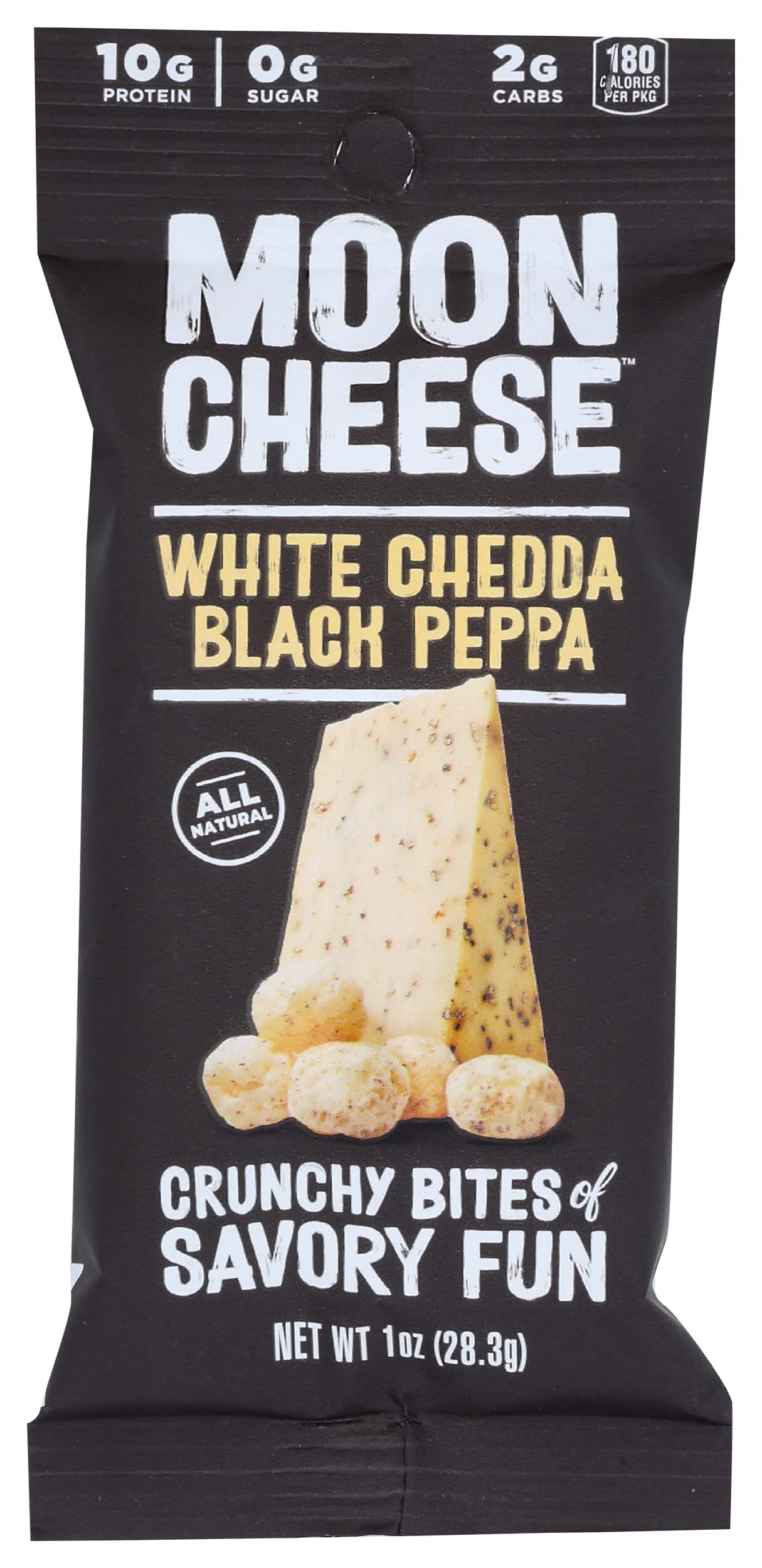 Moon Cheese White Cheddar Black Pepper - Low Carb Keto-Friendly High Protein Snack - 1 Oz (Pack of 48) - Perfect for Office Snacking, Travel & Healthy On-the-Go Lifestyle