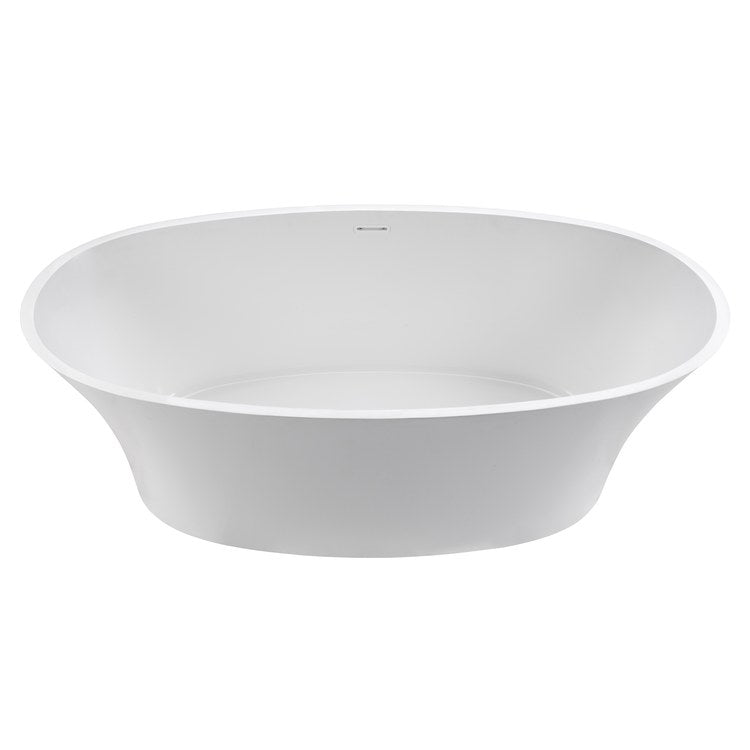 Adeline 64 x 31 Inch Freestanding Air Tub with Center Drain - Matte Gray Oval Bathtub for Luxury Bathroom & Spa Relaxation