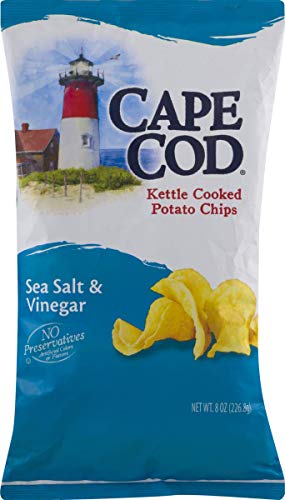 **Cape Cod Kettle Cooked Potato Chips – All Natural, Sea Salt & Vinegar Flavor, 8 oz Bags (Pack of 3) – Crunchy Snack for Parties, Picnics & Movie Nights**