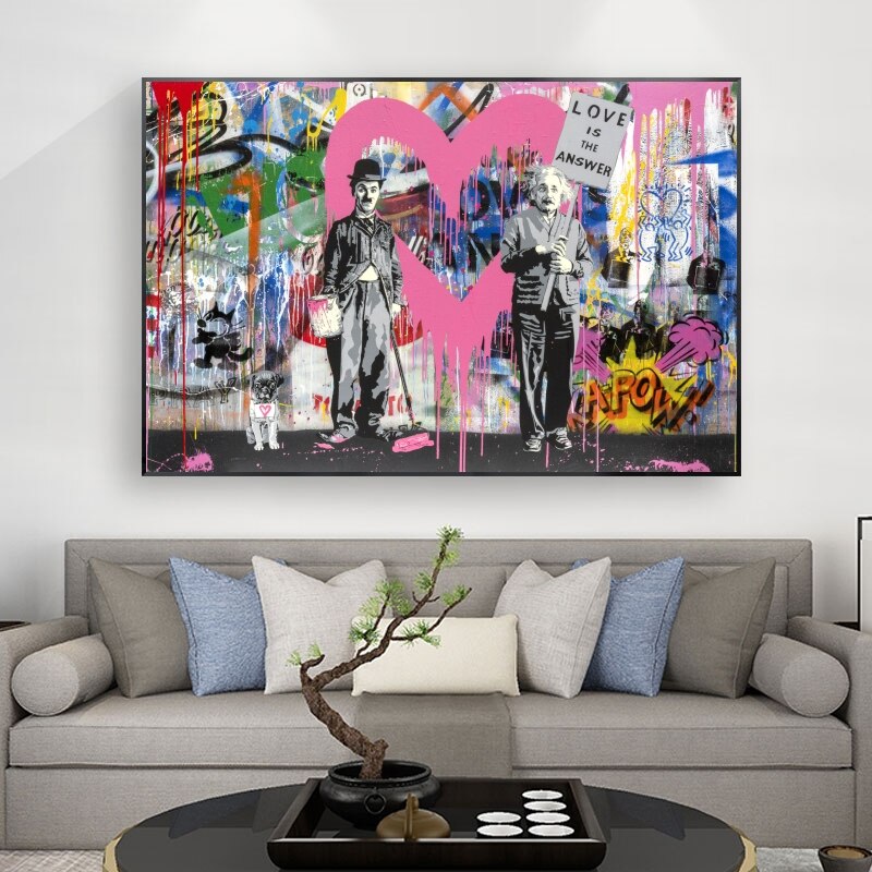 Banksy Love Is Answer Canvas Wall Art Print - Modern Street Art Home Decor for Living Room, Bedroom & Office