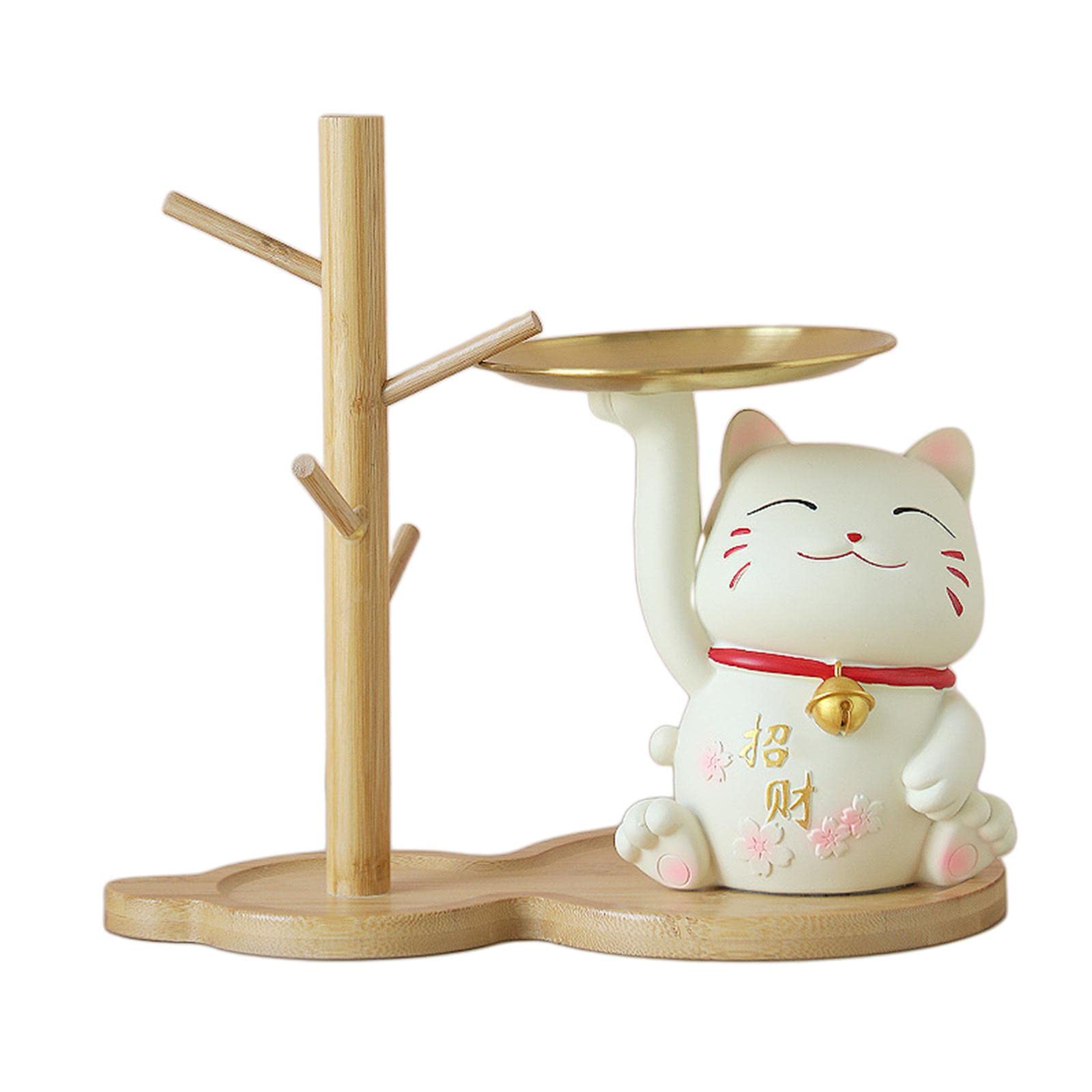 Bothyi Resin Lucky Statue Key Bowl - Decorative Wooden Shelf Ornament for Bookshelf, Bedroom, Office & Entryway - Feng Shui Home Decor Gift for Good Luck