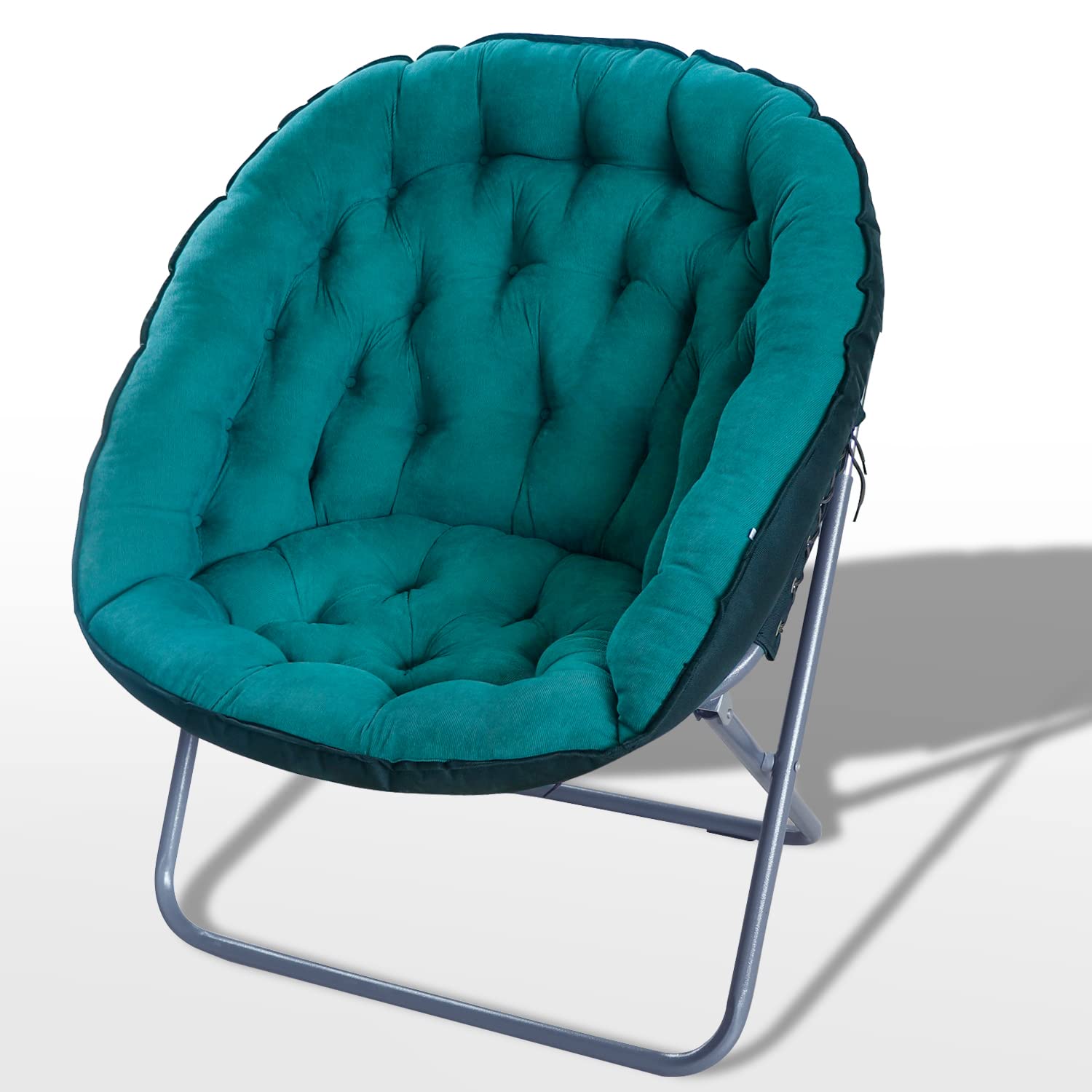 **I WISH Oversized Saucer Chair for Adults - Foldable Moon Chair, Teal Papasan Chair for Bedroom, Living Room & Dorm - Comfy Lounge Chair for Relaxing, Reading & Napping**