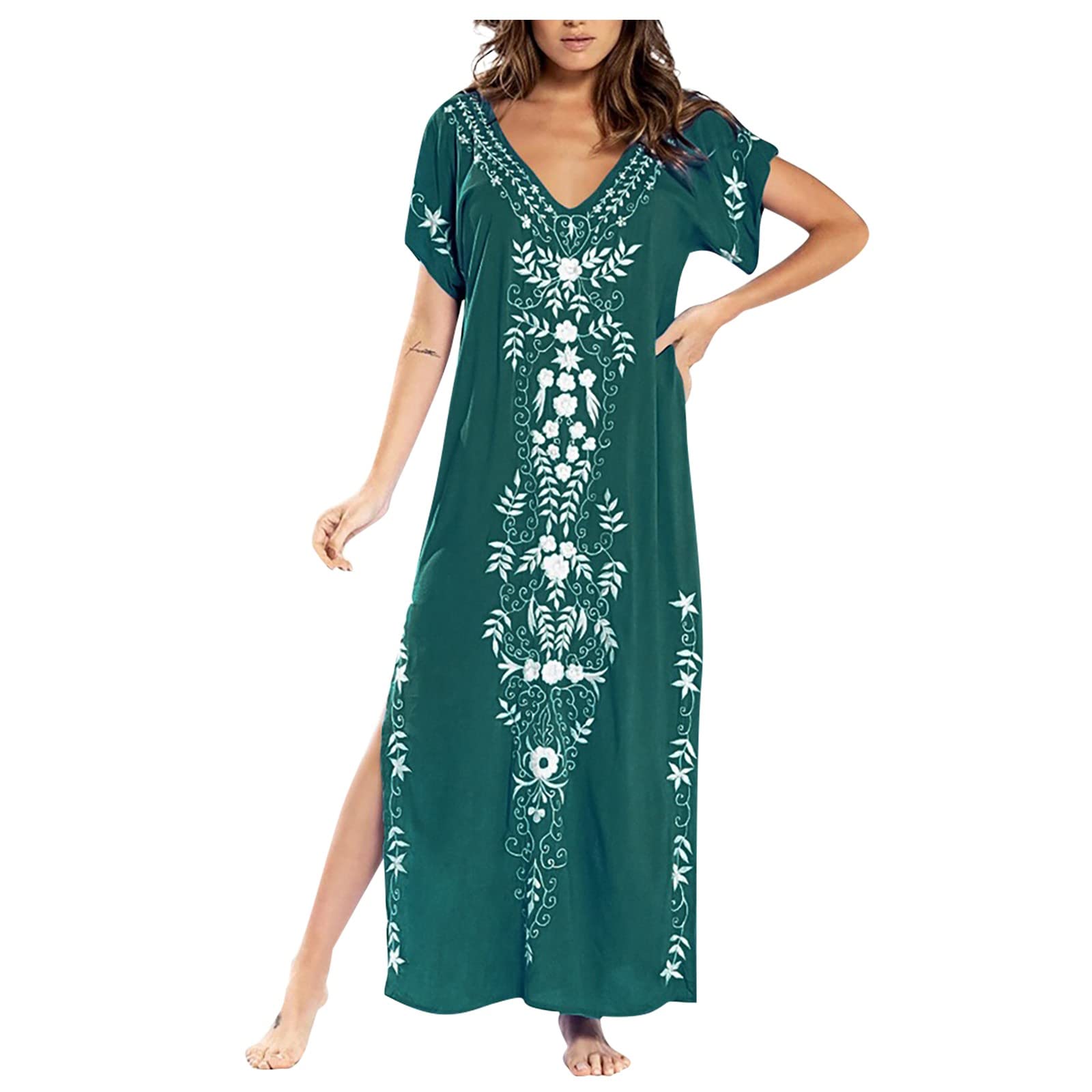 Plus Size Women's Sundresses - Casual Loose Flowy Beach Dress with Solid & Printed Patterns | Perfect for Vacation, Summer Outings & Tropical Getaways