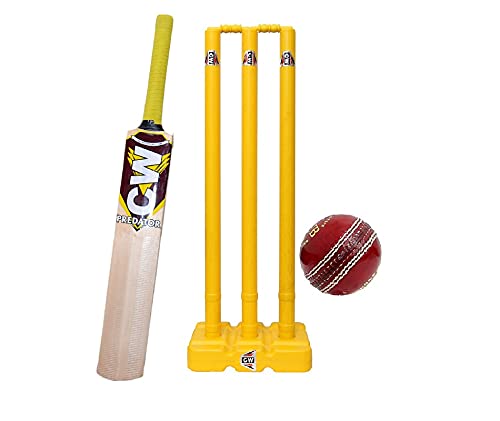 Premium CW Thunder Cricket Set for Adults - Full Size Kashmir Willow Bat & Durable Plastic Wicket Stand | Perfect for Backyard Cricket, Club Practice & Competitive Matches