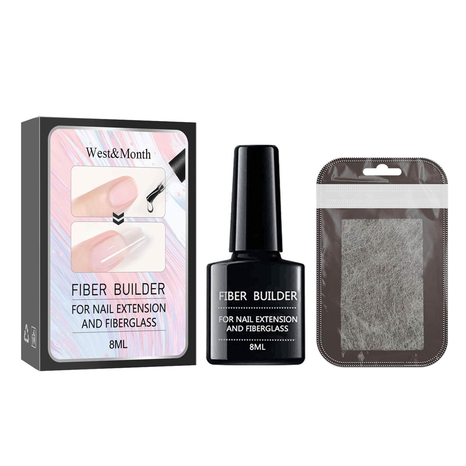 Richolyn Professional Nail Extension Kit - Silk Fiberglass False Nails Tips Wrap with Clear Builder Gel | Nail Art Repair & Extension Gel for Strong Natural-Looking Nails | Perfect for Salon, Home Manicures & Nail Art Designs