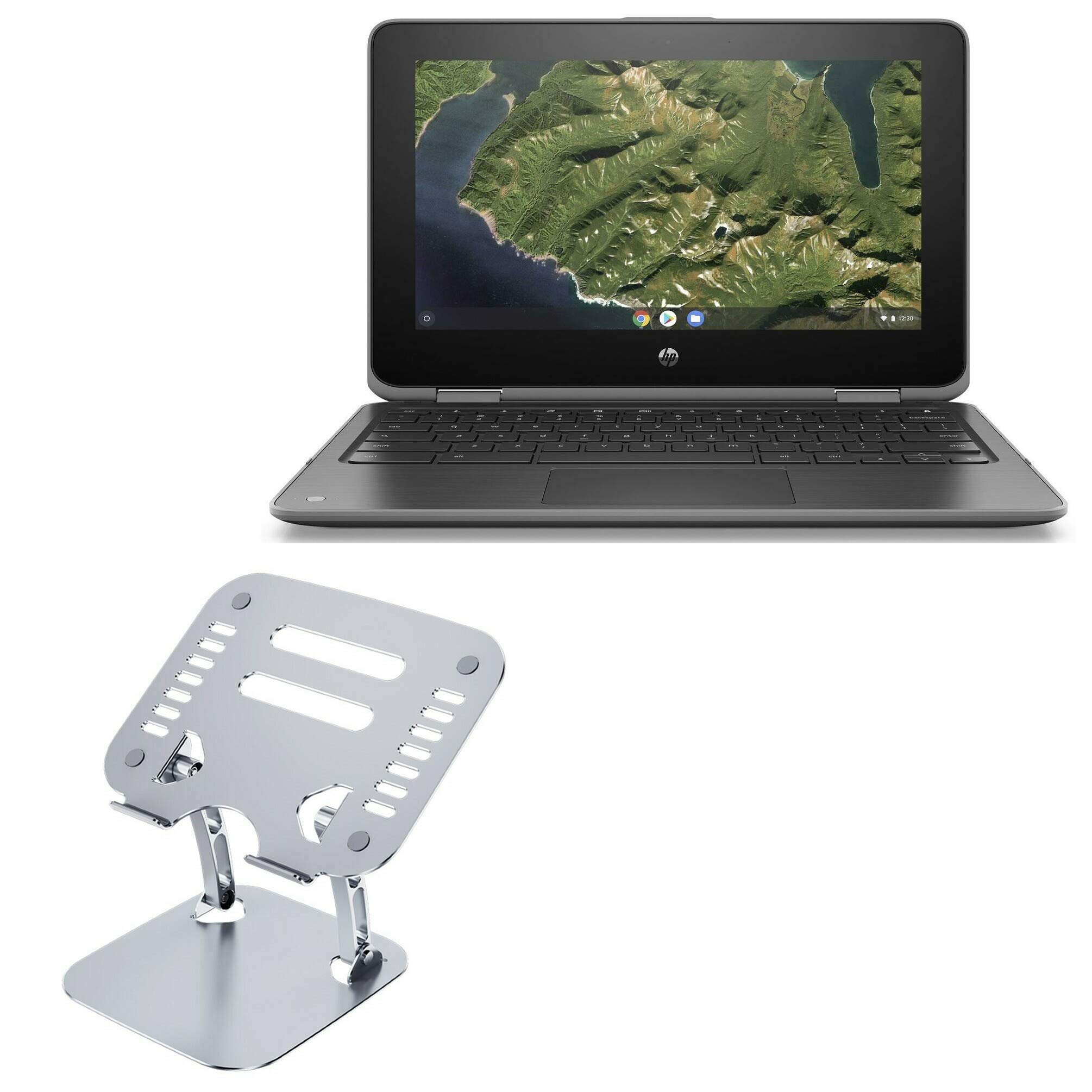 BoxWave Executive VersaView Adjustable Laptop Stand for HP Chromebook x360 11 G2 EE - Ergonomic Metallic Silver Stand for Home, Office & Travel