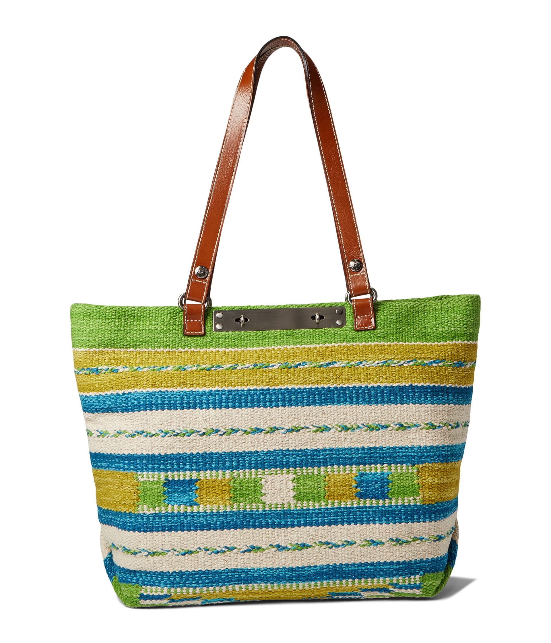 Patricia Nash Chennai Tote Bag - Deep Blue & Tan Leather Crossbody Purse for Women | Stylish Everyday Handbag for Work, Travel & Shopping