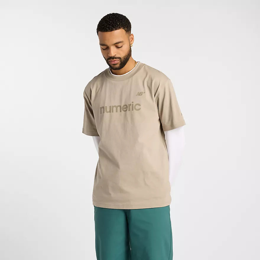 New Balance Numeric Cotton T-Shirt for Men & Women | Comfortable Casual Tee for Streetwear & Skateboarding | Nude Color