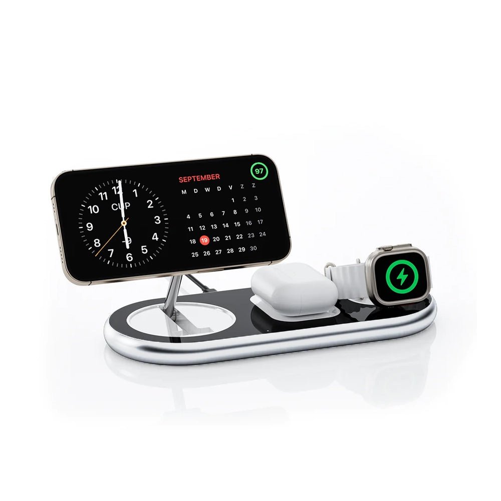 FlexiCharge 3-in-1 Wireless Charging Station for iPhone, Samsung & AirPods | Fast Qi-Certified Charger for Home, Office & Travel