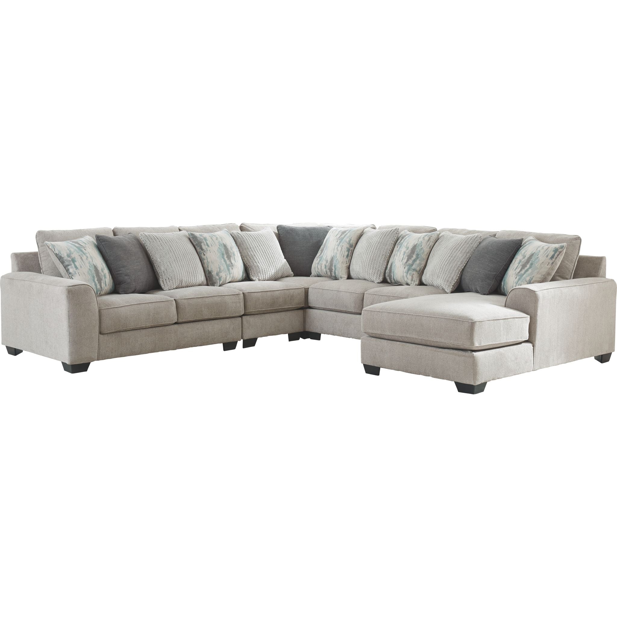 Ardsley 5-Piece Sectional Sofa with Chaise Lounge - Modern L-Shaped Couch Set for Living Room, Family Room & Home Theater - Soft Fabric Upholstery & Comfortable Seating