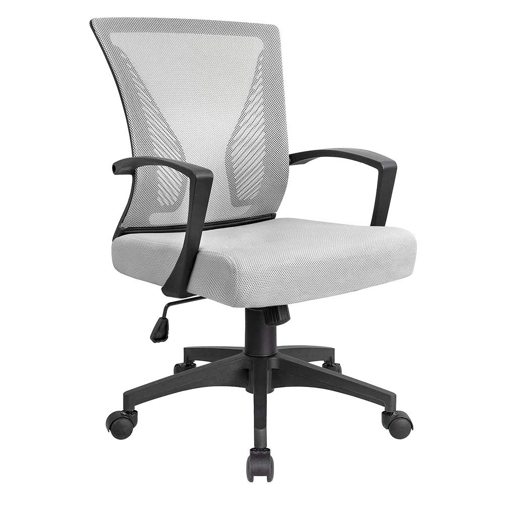 Ergonomic Mesh Office Chair - Mid Back Swivel Computer Desk Chair with Adjustable Height & 360° Rotation - Easy to Assemble for Home Office, Gaming & Workspace Comfort