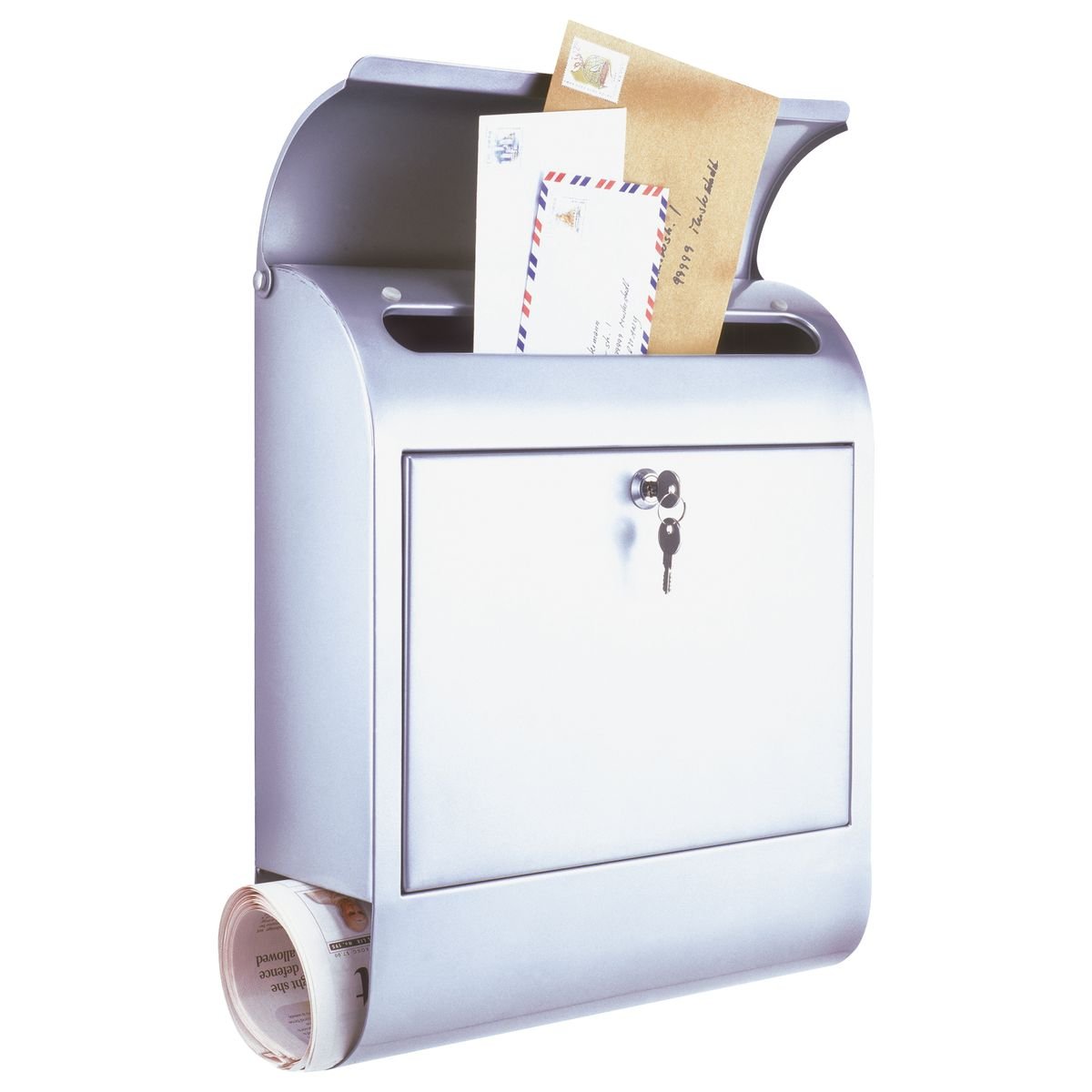 Stainless Steel Wall Mounted Mailbox with Lock & Newspaper Compartment - 38x12.5x46cm Secure Post Box for Home, Office & Outdoor Use