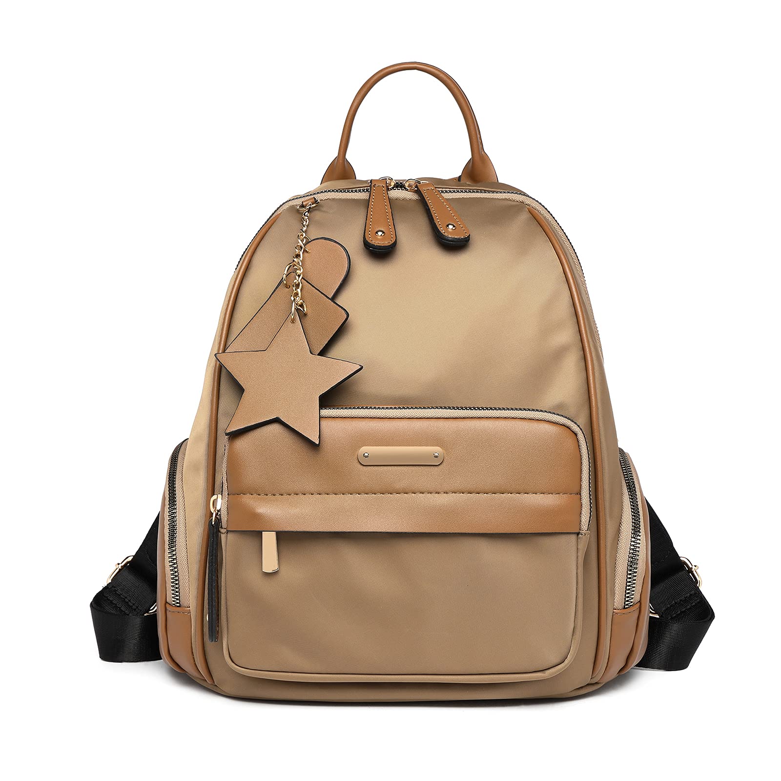 Stylish Women's Large Nylon Backpack Purse - Fashionable Casual Travel Shoulder Bag (Khaki) | Perfect for Work, School & Weekend Getaways