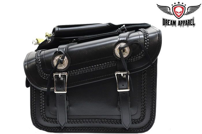 Braided PVC Concho Saddlebags 4015 - Durable Western Horse Riding Accessories for Cowboy & Equestrian Use | Perfect for Trail Rides, Rodeos & Ranch Work
