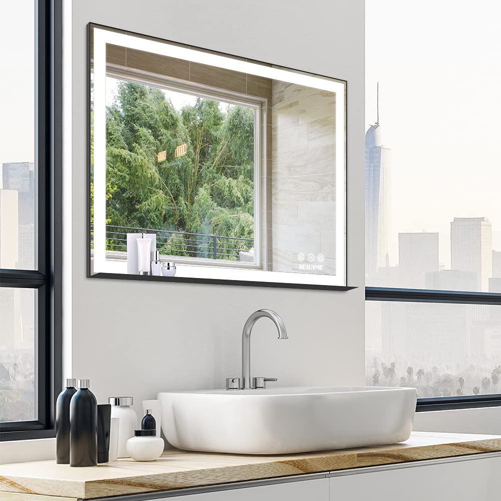 Lazyspace LED Bathroom Vanity Mirror - Wall Mounted Adjustable Mirror with Anti-Fog, 3 Lighting Modes (White/Warm/Natural), Touch Switch & Memory Function - Perfect for Modern Bathrooms, Makeup Application & Shaving