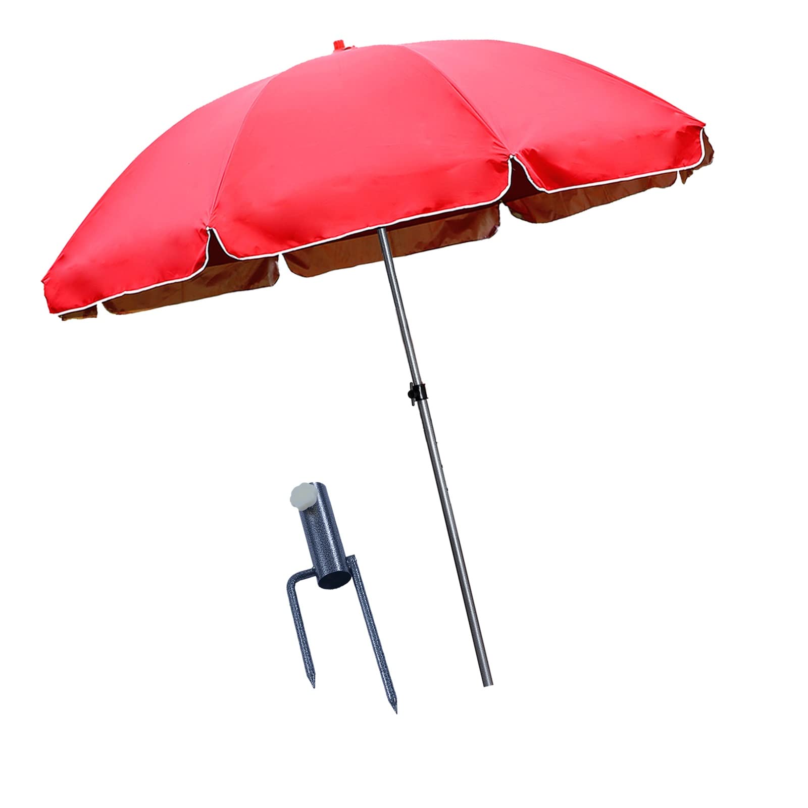 Premium Waterproof Outdoor Market Umbrella 3M - Heavy Duty Patio Umbrella with Ground Plug for Backyard, Poolside, Beach, Deck & Balcony - UV Protection Sun Shade in Red & Blue Options (Red, 3M) - Perfect for Lounging, Dining & Outdoor Events