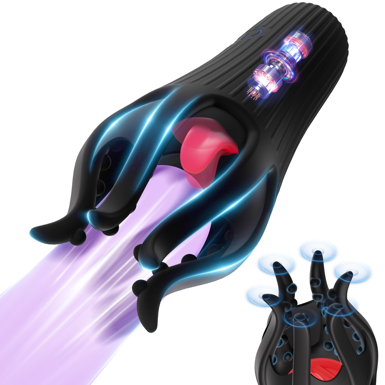 Premium Male Sex Toys - 10-Speed Penis Vibrator & 6-Tentacle Stroker for Men, 360° Wrapped Training Masturbator with Tongue-Licking Modes - Perfect for Solo Play, Couples Use & Sensual Exploration (Adult Toys for Men & Women)