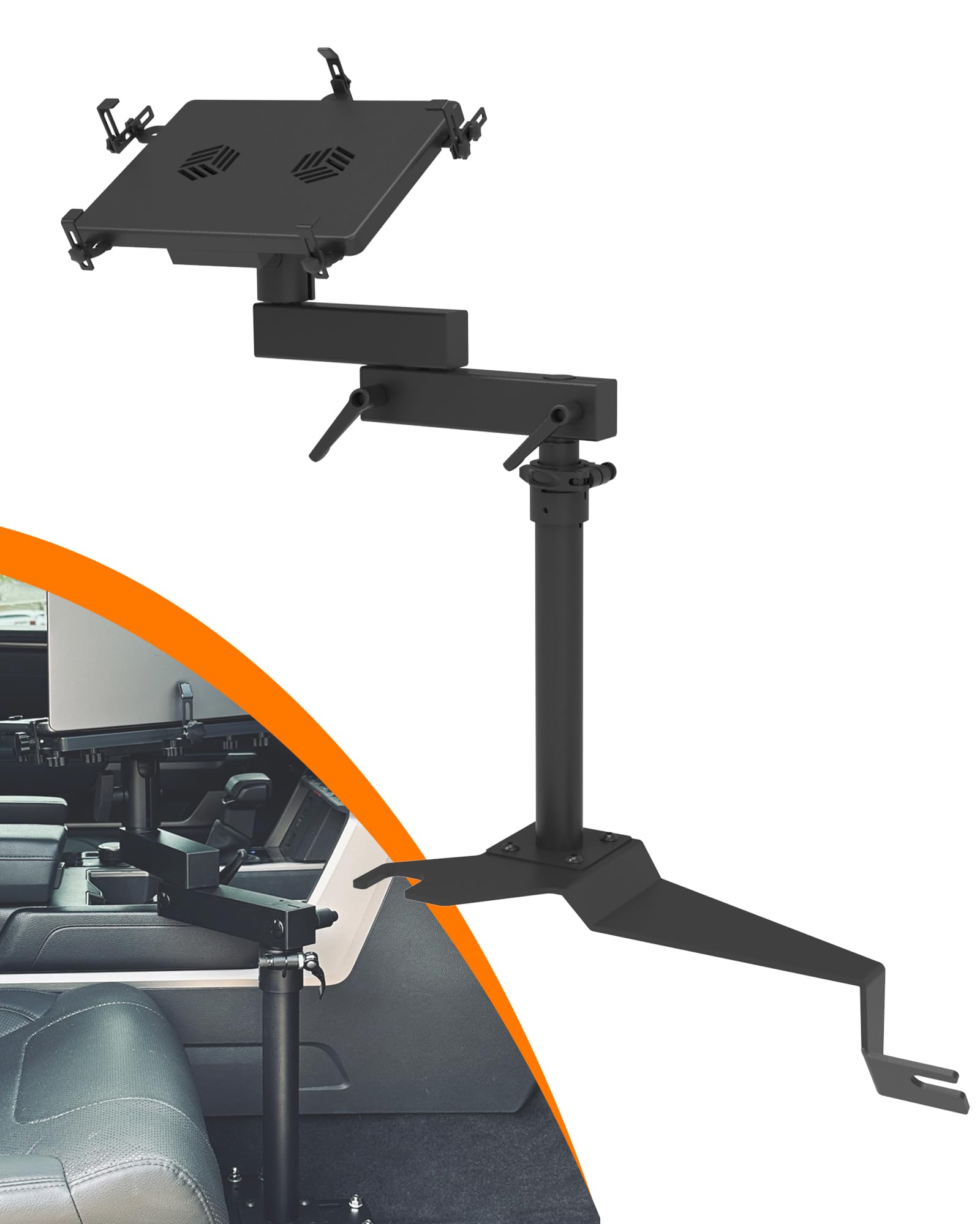 MELIPRON Truck Laptop Mount for Jeep Wrangler JL (2018-2023) - Adjustable Vehicle Laptop Stand Holder for Passenger Seat, Fits 15-17 Inch Laptops - Perfect for Work on the Go, Road Trips & Mobile Office Setup