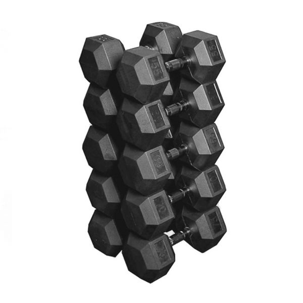 Premium Virgin Rubber Hex Dumbbell Set - 55lb & 75lb Weight Pair for Home Gym, Strength Training & CrossFit Workouts