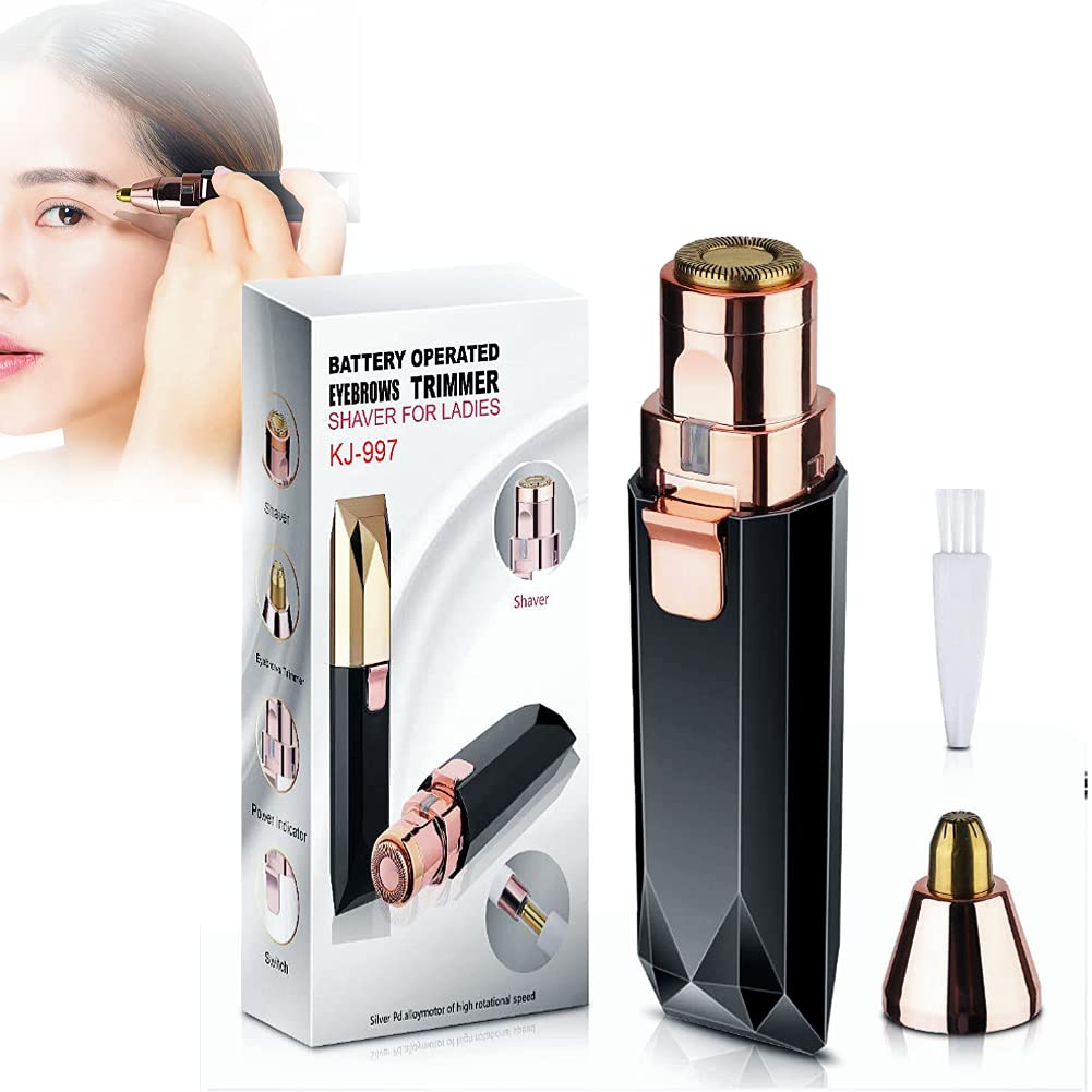 2 in 1 Electric Eyebrow Trimmer & Facial Hair Remover for Women - Painless Eyebrow Shaper, Upper Lip & Nose Hair Trimmer - Perfect for Eyebrow Grooming, Facial Hair Removal at Home or Travel
