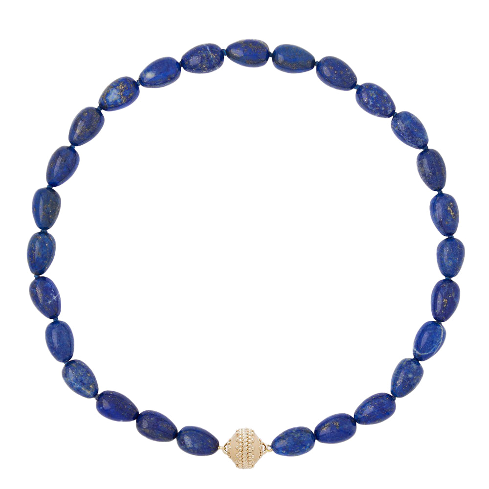 Clara Williams Tumbled Lapis Necklace - Genuine Lapis Lazuli Beaded Jewelry for Women - Perfect for Casual Wear, Office & Special Occasions