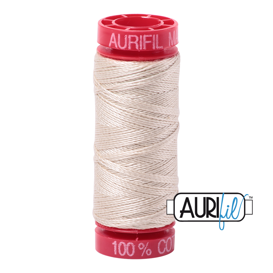 Aurifil 12wt Light Beige Cotton Thread - Small Spool (500m) for Quilting, Embroidery & Sewing | Perfect for Hand & Machine Stitching