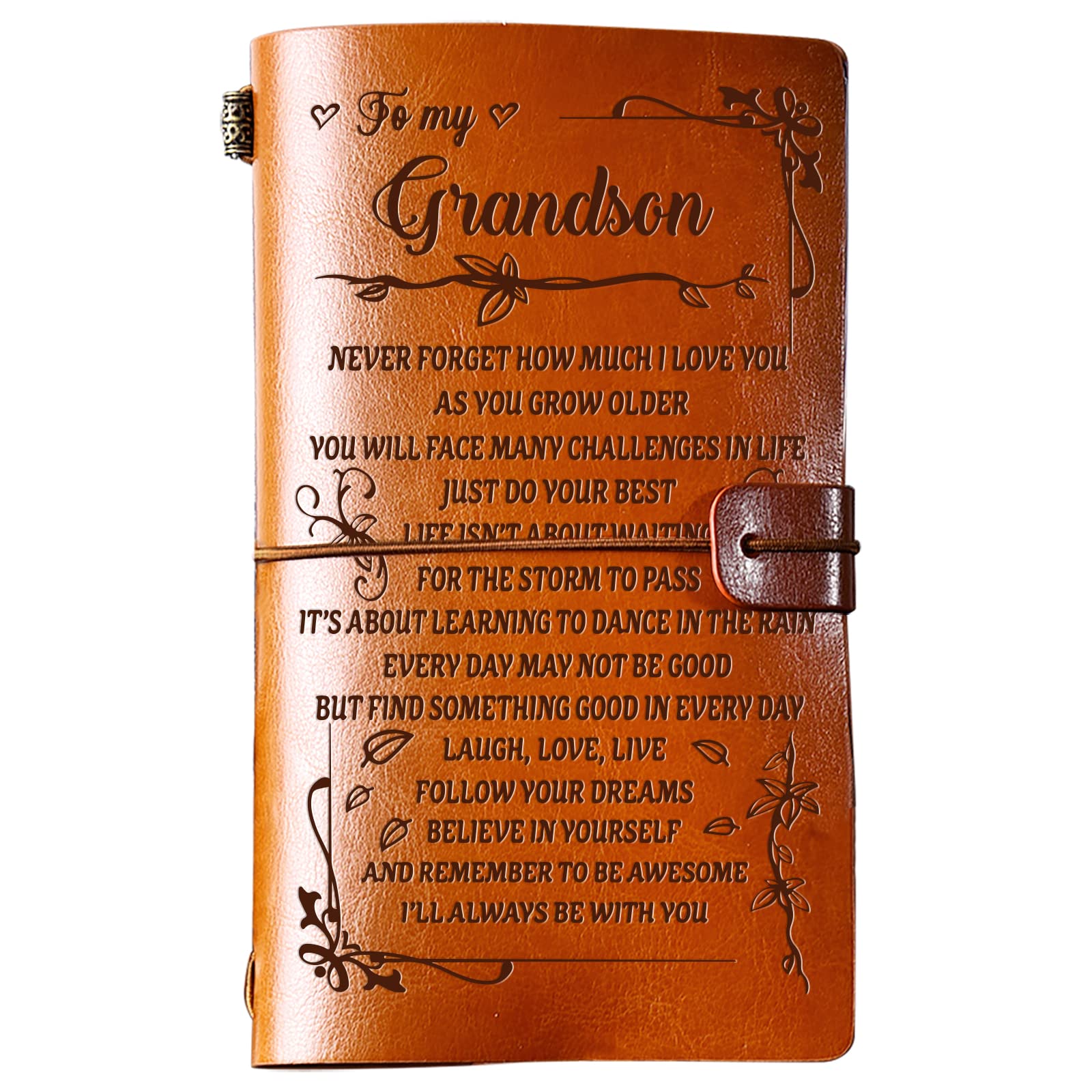 PRSTENLY Premium Leather Journal for Grandson - 140 Page Notebook, Thoughtful Graduation Birthday Christmas Gift from Grandma & Grandpa - Perfect for Writing, Sketching & Keepsake Memories
