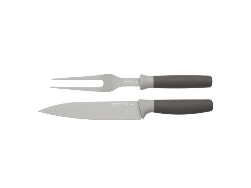 BergHOFF Leo 2-Piece Nonstick Stainless Steel Carving Set - Knife & Fork for Slicing Roasts, Turkey & Ham - Perfect for Holiday Dinners & Family Gatherings