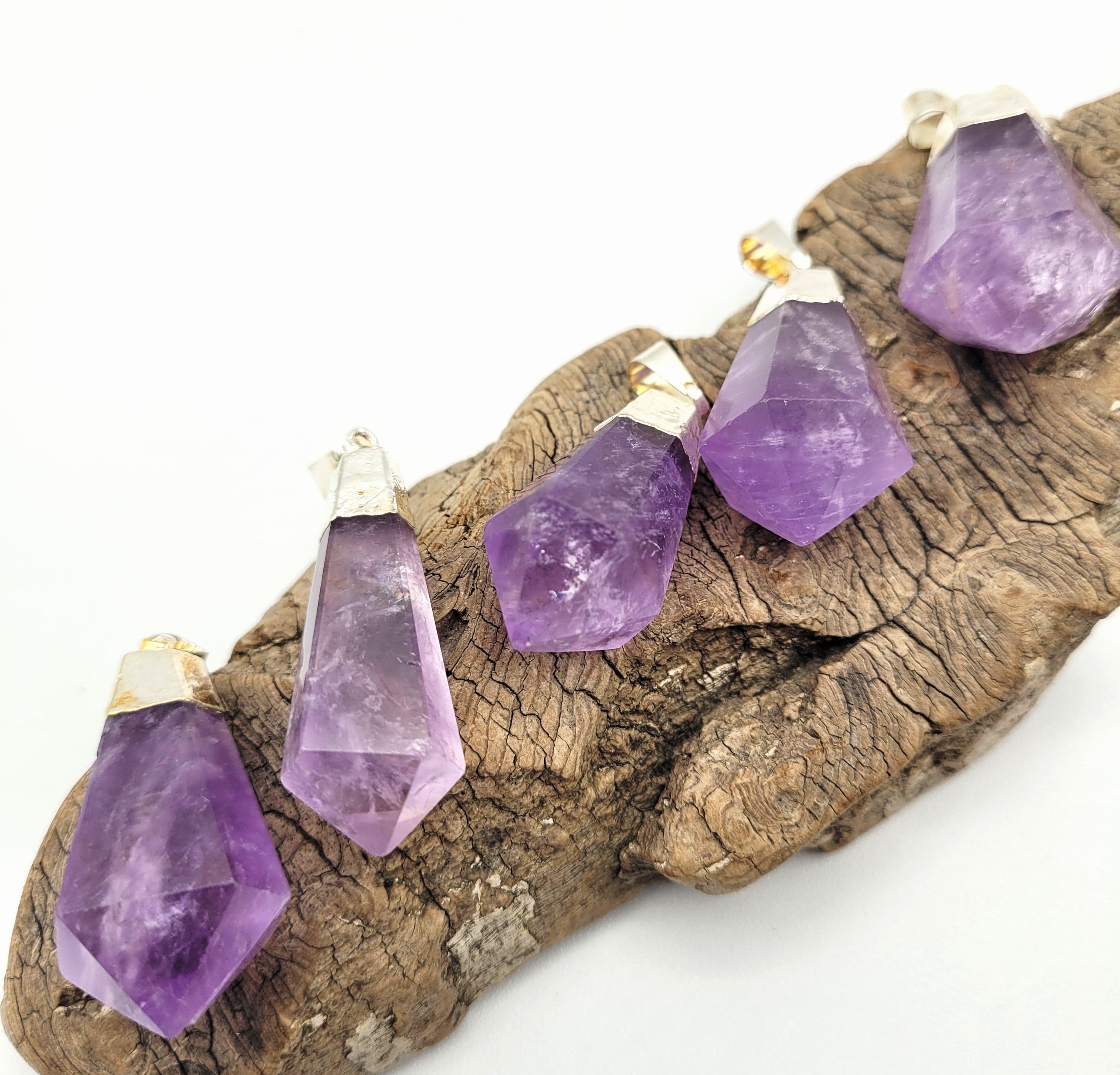 Natural Amethyst Crystal Point Pendant Necklace for Women - Healing Stone Jewelry for Meditation, Energy Cleansing & Spiritual Gifts