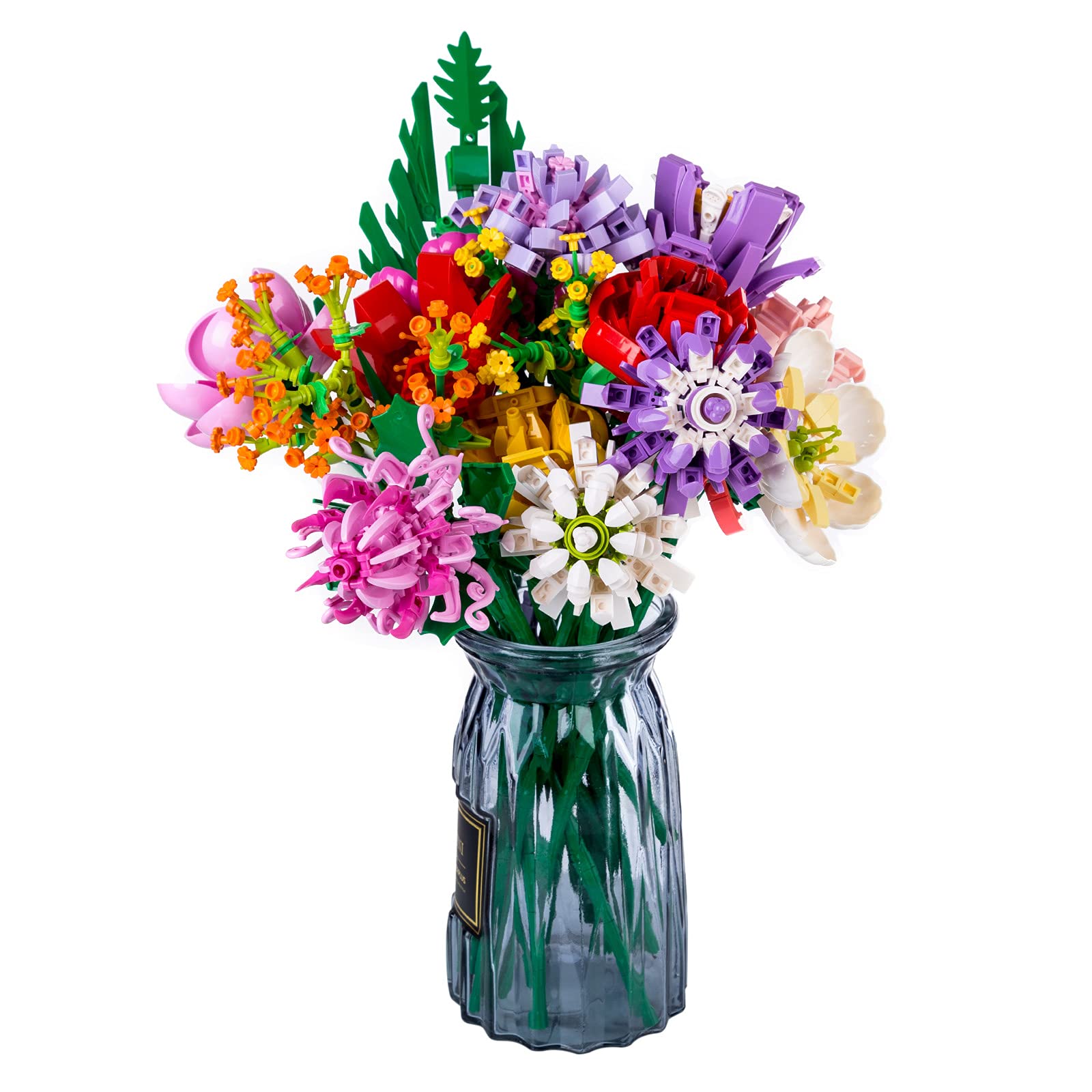 YuHuaFUShi 1800+ PCS Flower Building Blocks Kit - DIY Creative STEM Toy for Adults, 18 Bouquet Designs, Educational Construction Set for Home Office Desk Decor | Perfect for Stress Relief, Gift Giving & Interior Decoration