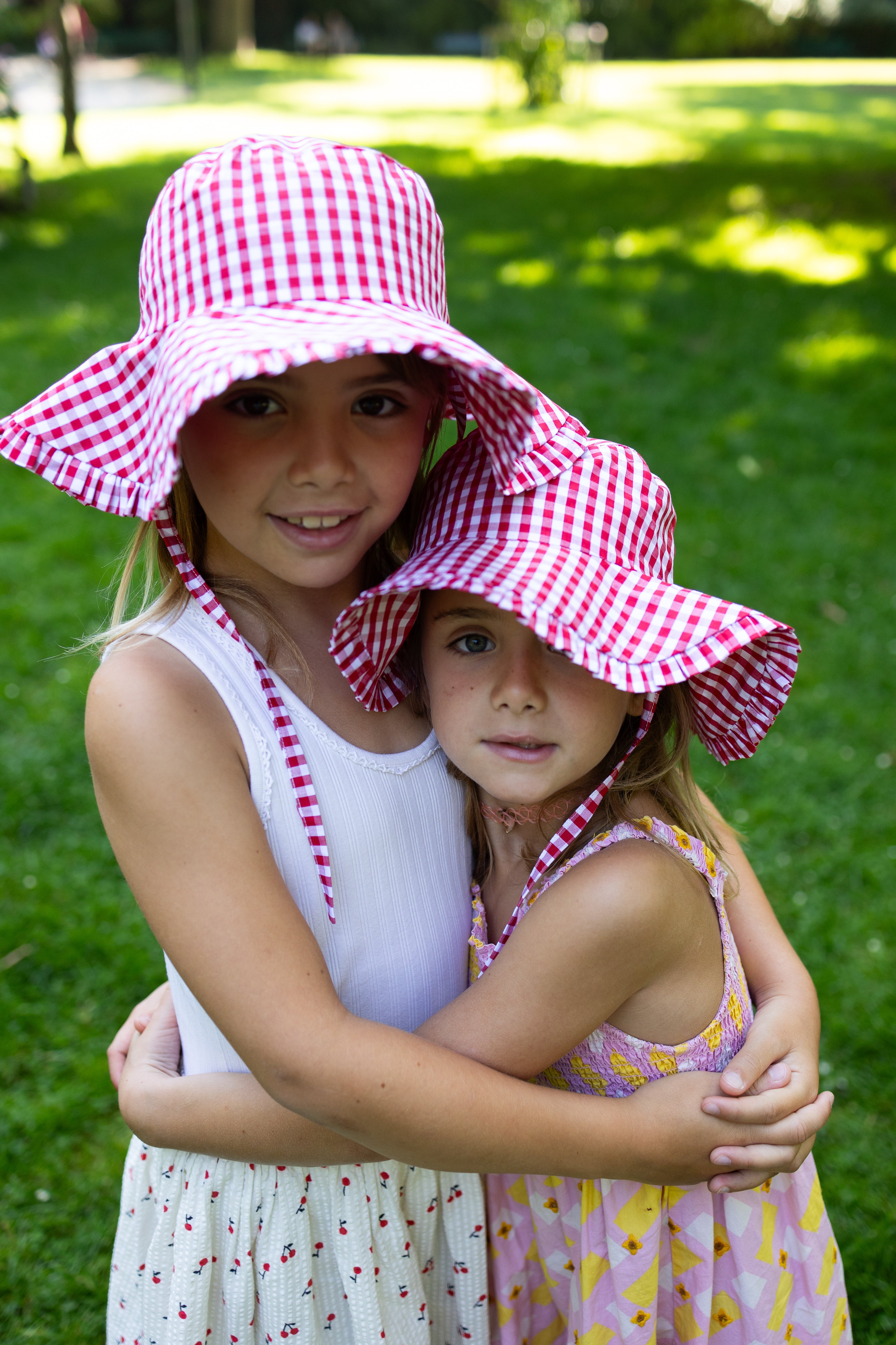 Stylish Summer Hat in Vichy Red - UV Protection Wide Brim Sun Hat for Women - Perfect for Beach, Vacation, and Outdoor Activities