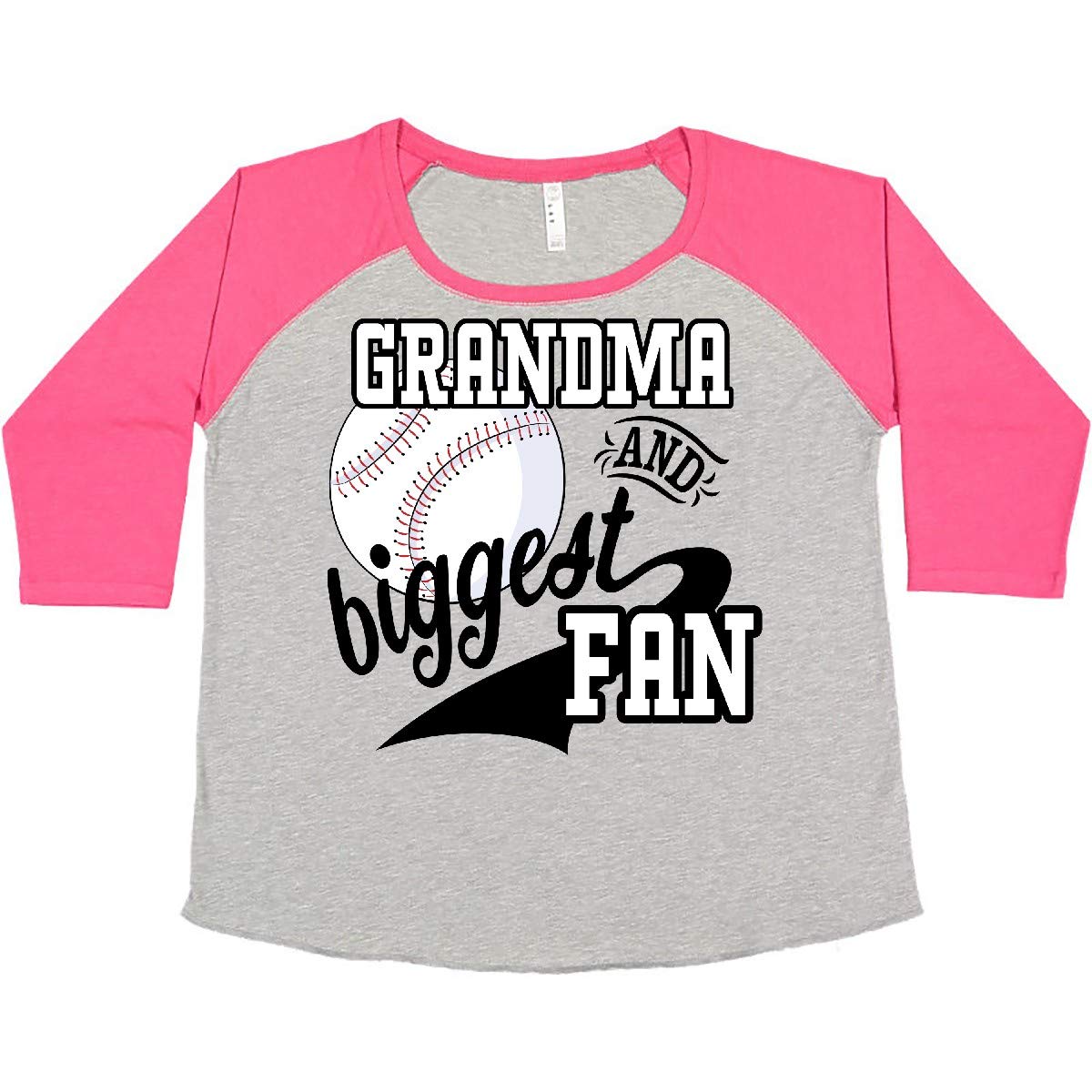 Inktastic Grandma and Biggest Fan - Baseball Family Fan Women's Plus Size T-Shirt | Comfortable Casual Wear for Baseball Games, Family Outings & Fan Events