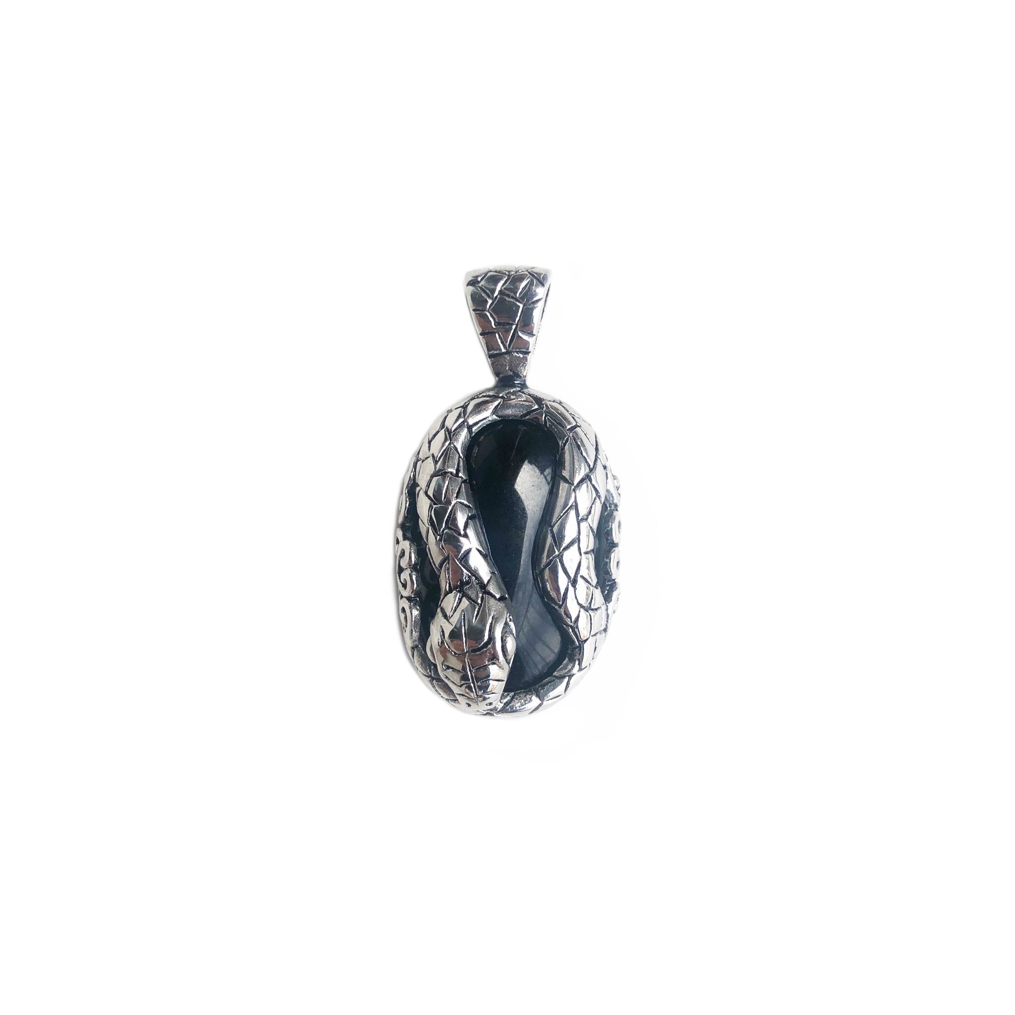 Onyx Snake Pendant Necklace - Black Gemstone Jewelry for Women - Gothic Fashion Accessory for Halloween, Cosplay & Witchy Style