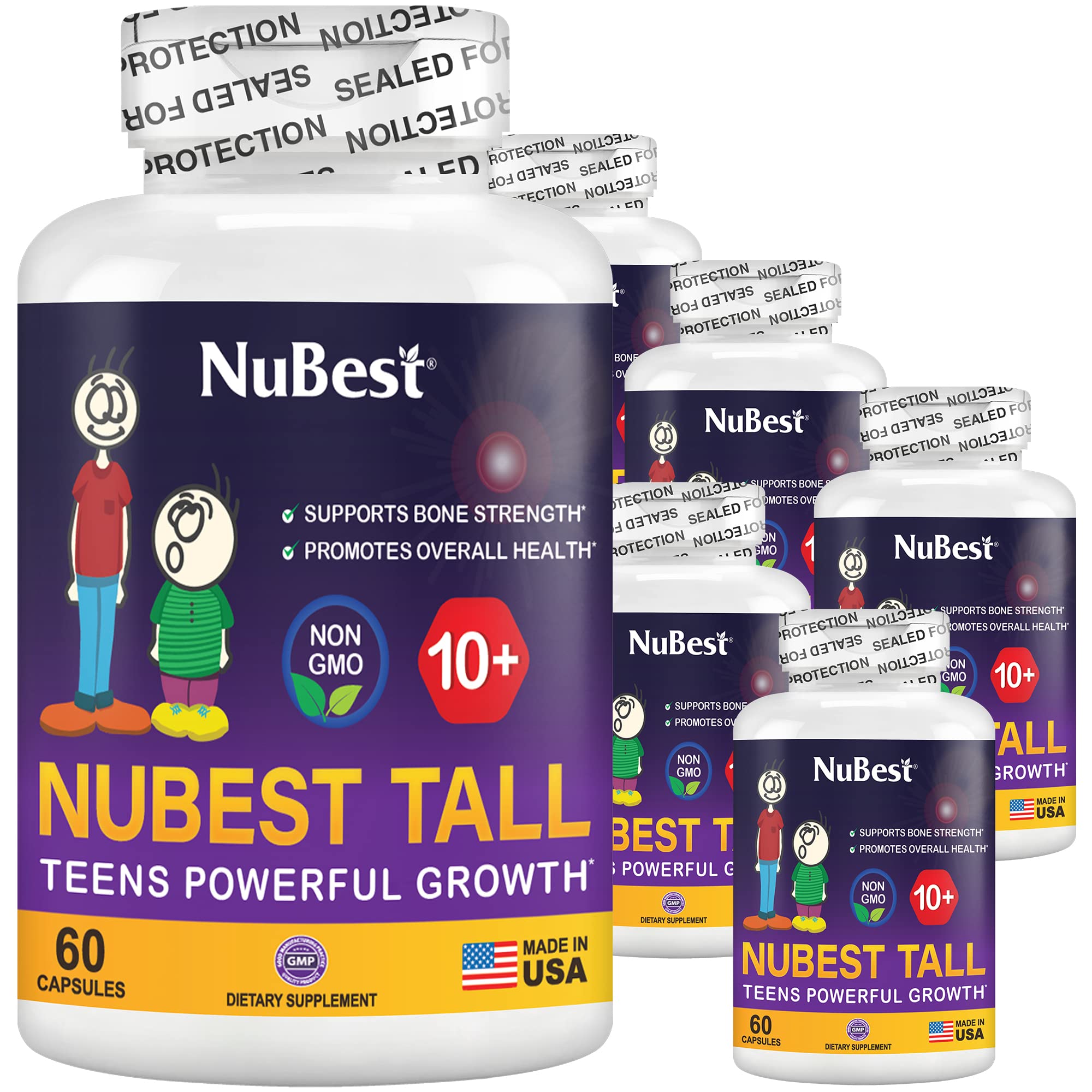 NuBest Tall 10+ Height Growth Supplement for Teens & Kids 10+ - Natural Growth Pills with Calcium & Vitamins - Supports Bone Development (6 Month Supply) - Perfect for Active Teens & Growing Kids Who Drink Milk Daily