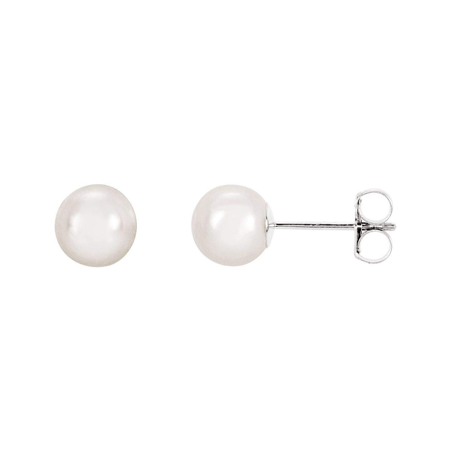 14K White Gold Akoya Cultured Pearl Stud Earrings - Classic Fine Jewelry for Women & Girls - Perfect Gift for Birthday, Anniversary, Valentine's Day, Mother's Day, Christmas - Elegant for Office, Wedding & Special Occasions