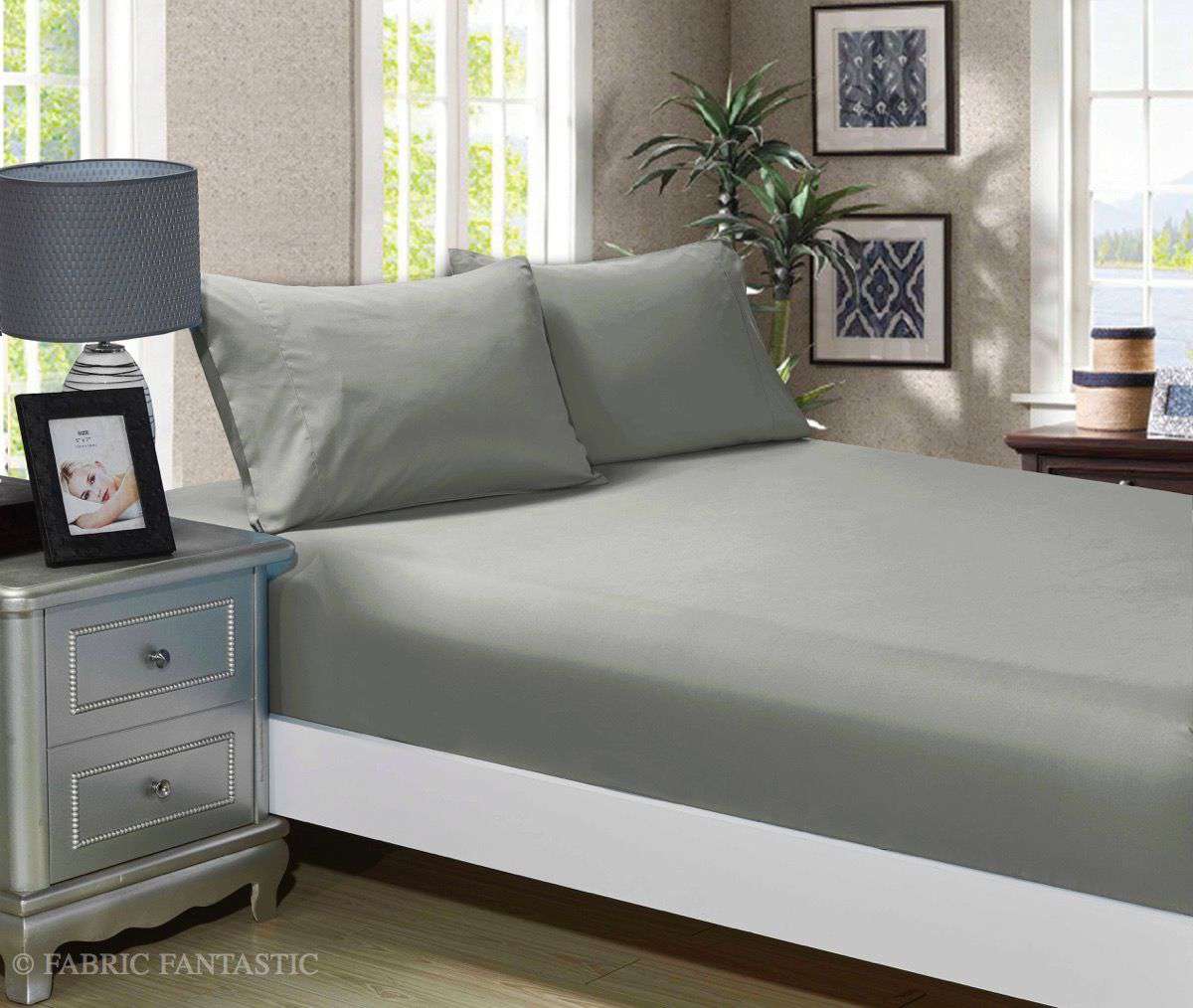 1000TC Ultra Soft Fitted Sheet & Pillowcase Set - King Single Size Bed Sheets - Premium Grey Cotton - Perfect for Guest Rooms, Dorms & Cozy Bedrooms