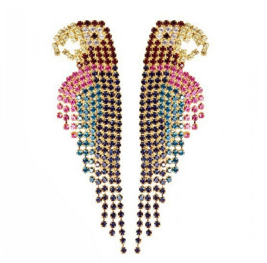 Prime Leader Fashion Eggerated Full Rhinestone Punk Parrot Earrings for Women - Trendy All-Match Jewelry | Perfect for Parties, Concerts & Punk Style Outfits