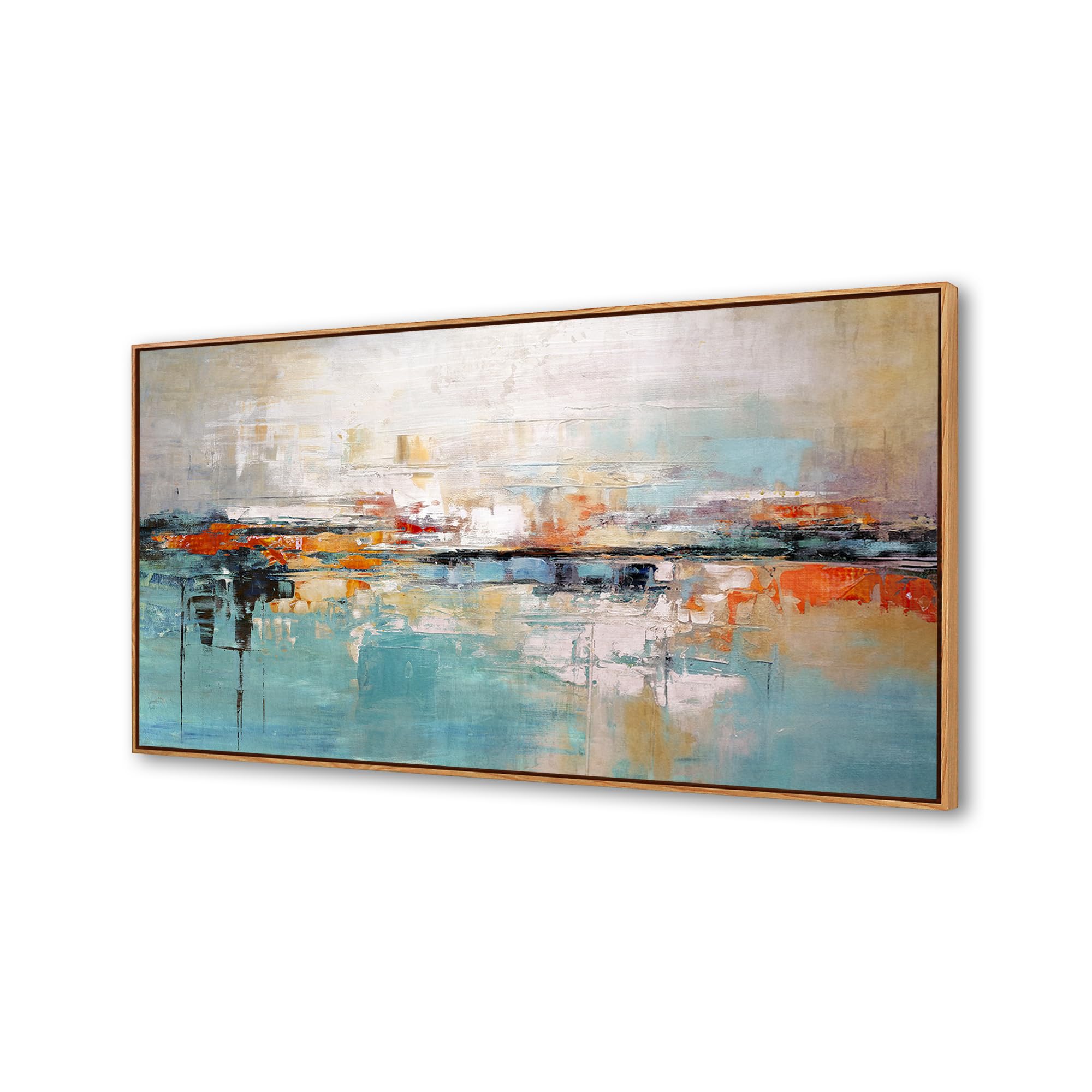 Abstract Canvas Wall Art Print - Blue White Red Framed Painting for Living Room, Bedroom, Office Decor | Modern Home & Office Wall Decorations | Perfect for Housewarming Gifts & Interior Design