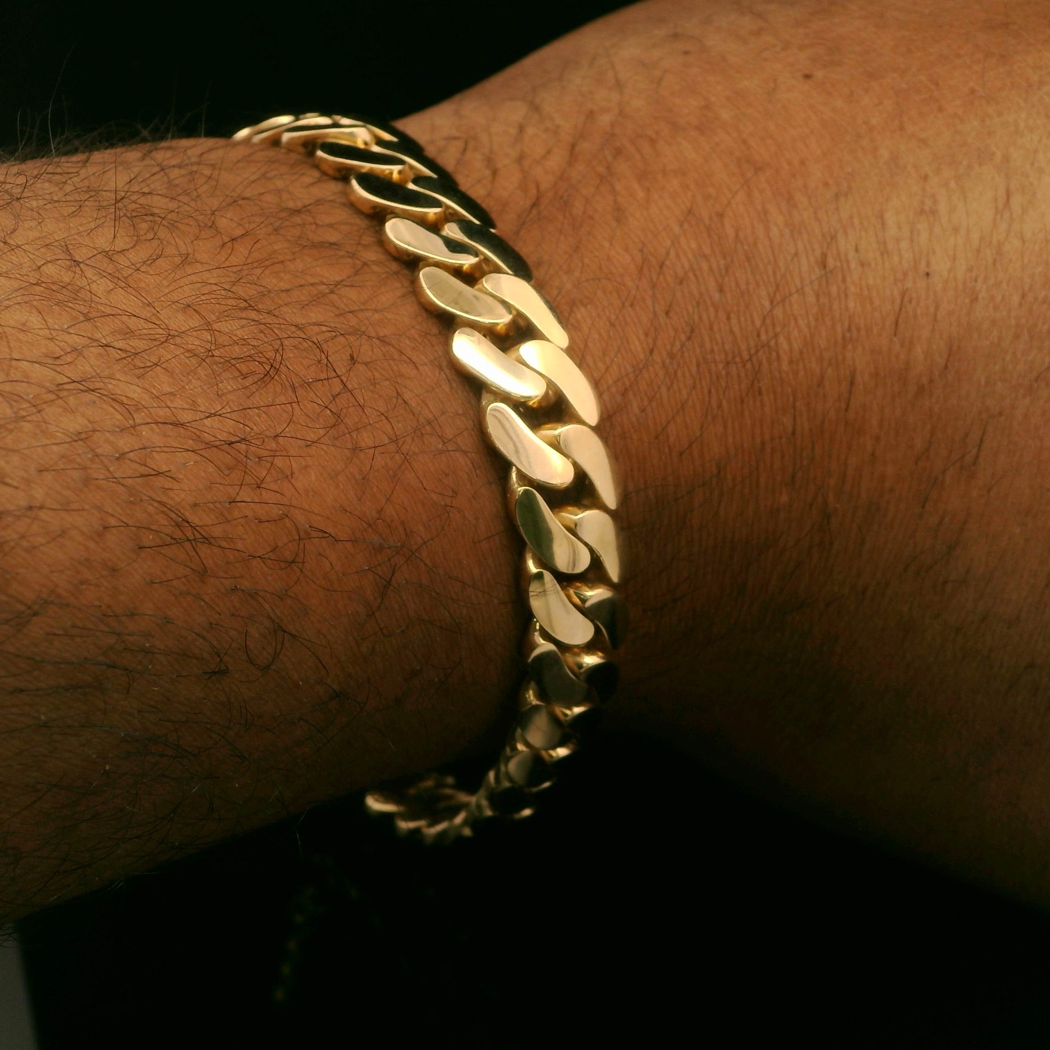 14K Gold Cuban Link Bracelet for Men - 9.8MM Thick, 8 Inch Adjustable Chain (Solid 14K Yellow Gold) | Perfect for Gifts, Parties & Everyday Wear
