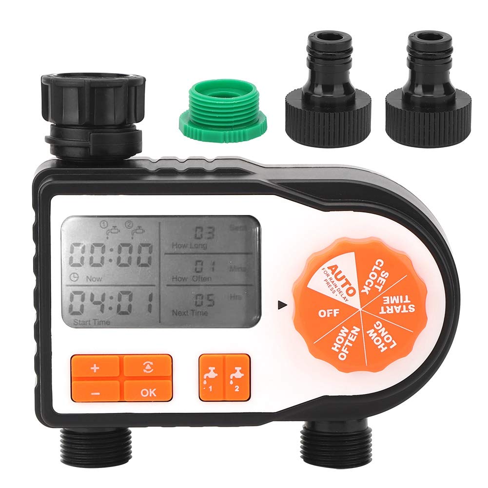 Nichhany Electronic Watering Timer with LCD Display - Automatic Garden Irrigation Controller for Lawn, Plants & Flowers - Smart Watering System for Home, Yard & Greenhouse