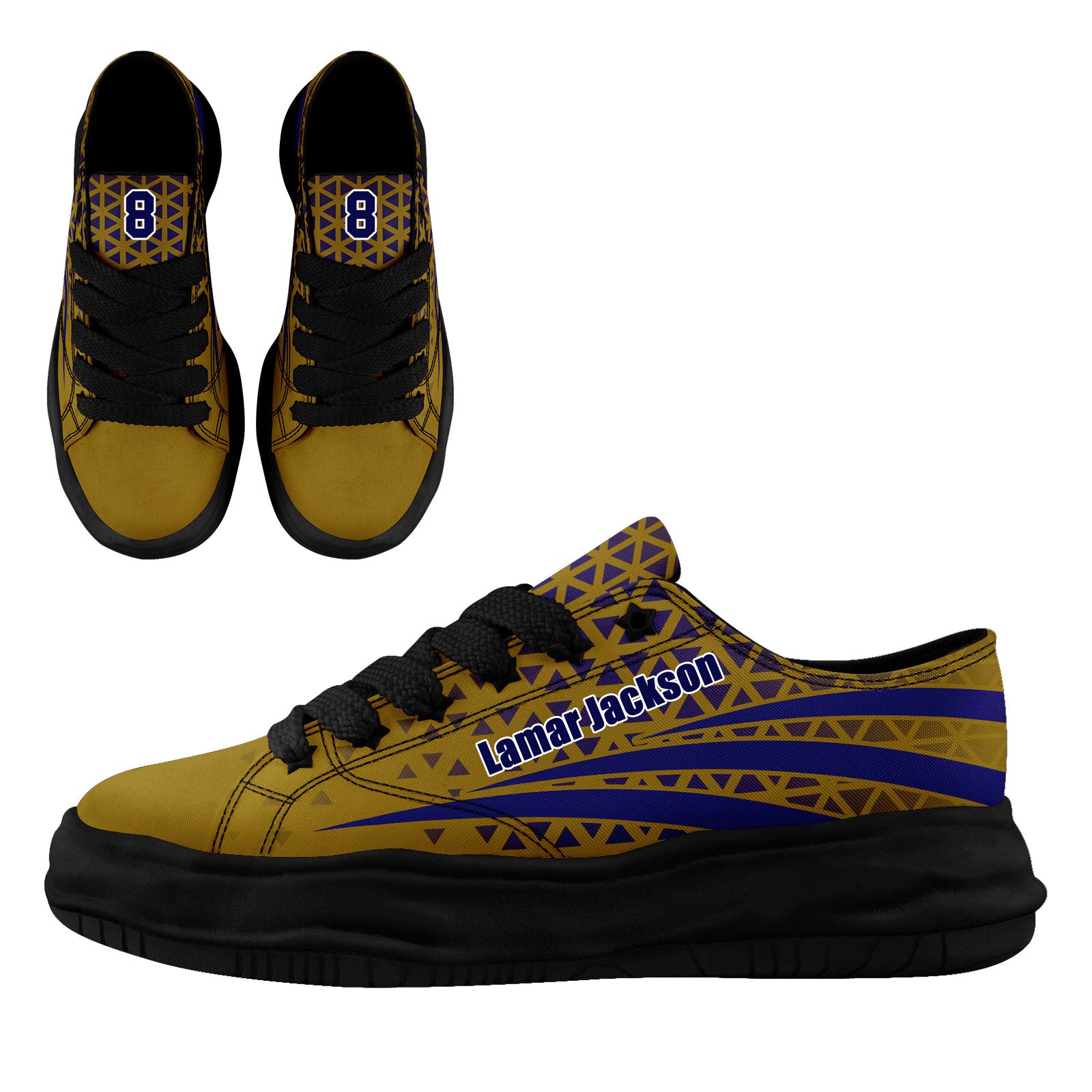Custom Blue & Yellow Maryland Themed Personalized Sneakers - FN038 D023003 - Perfect for College Pride, Sports Fans & Unique Gifts