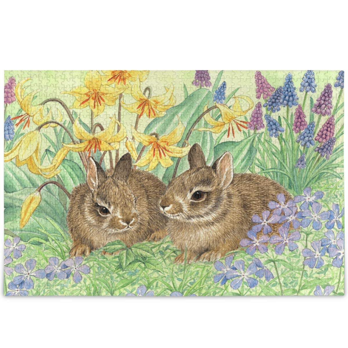 Oarencol 500-Piece Easter Bunny Jigsaw Puzzle - Floral Rabbit & Flower Design for Adults & Kids - Perfect for Family Game Night & Holiday Decor