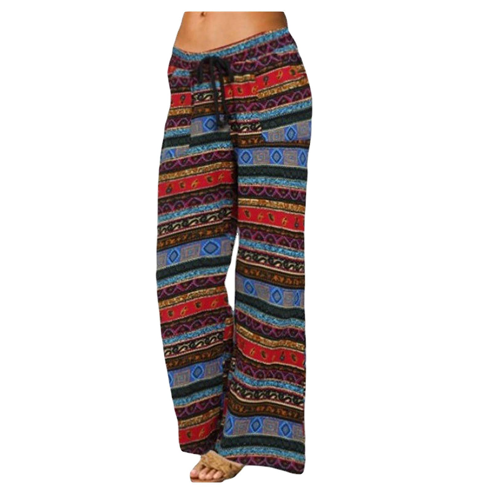 GDJGTA Women's High Waist Loose Leg Stretch Pants - Comfy Casual Leopard Print Wide Leg Pants for Work, Travel & Lounge